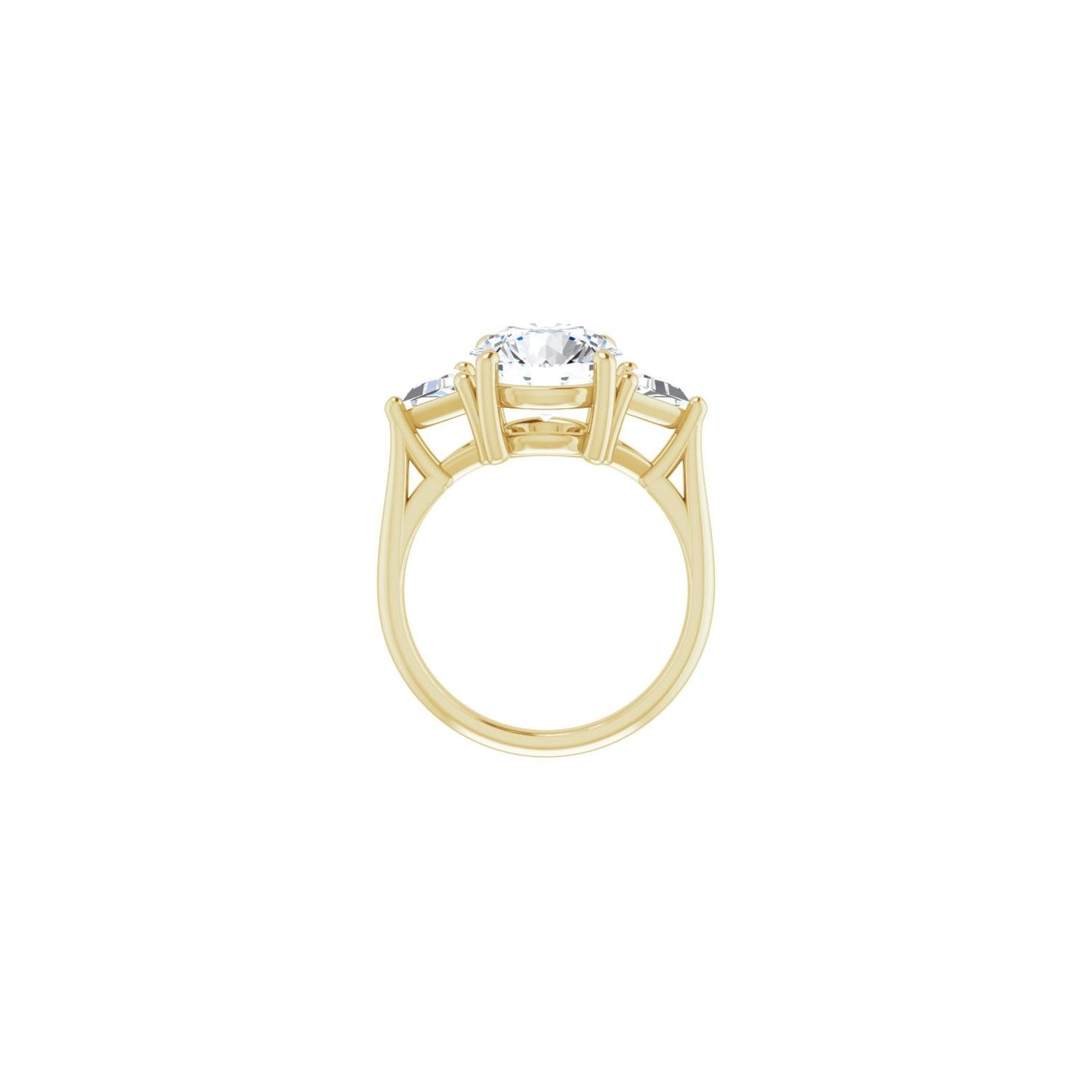 Round Three-Stone Engagement Ring | Metal Type=14K Yellow Gold | Center Stone Size=3 CT | Image 2
