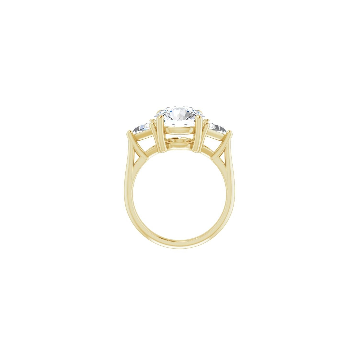 Round Three-Stone Engagement Ring | Metal Type=14K Yellow Gold | Center Stone Size=3 CT | Image 2