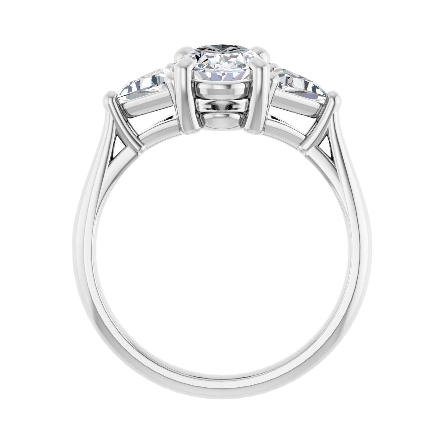 Oval Three-Stone Engagement Ring | Metal Type=14K White Gold | Center Stone Size=1.5 CT | Image 2