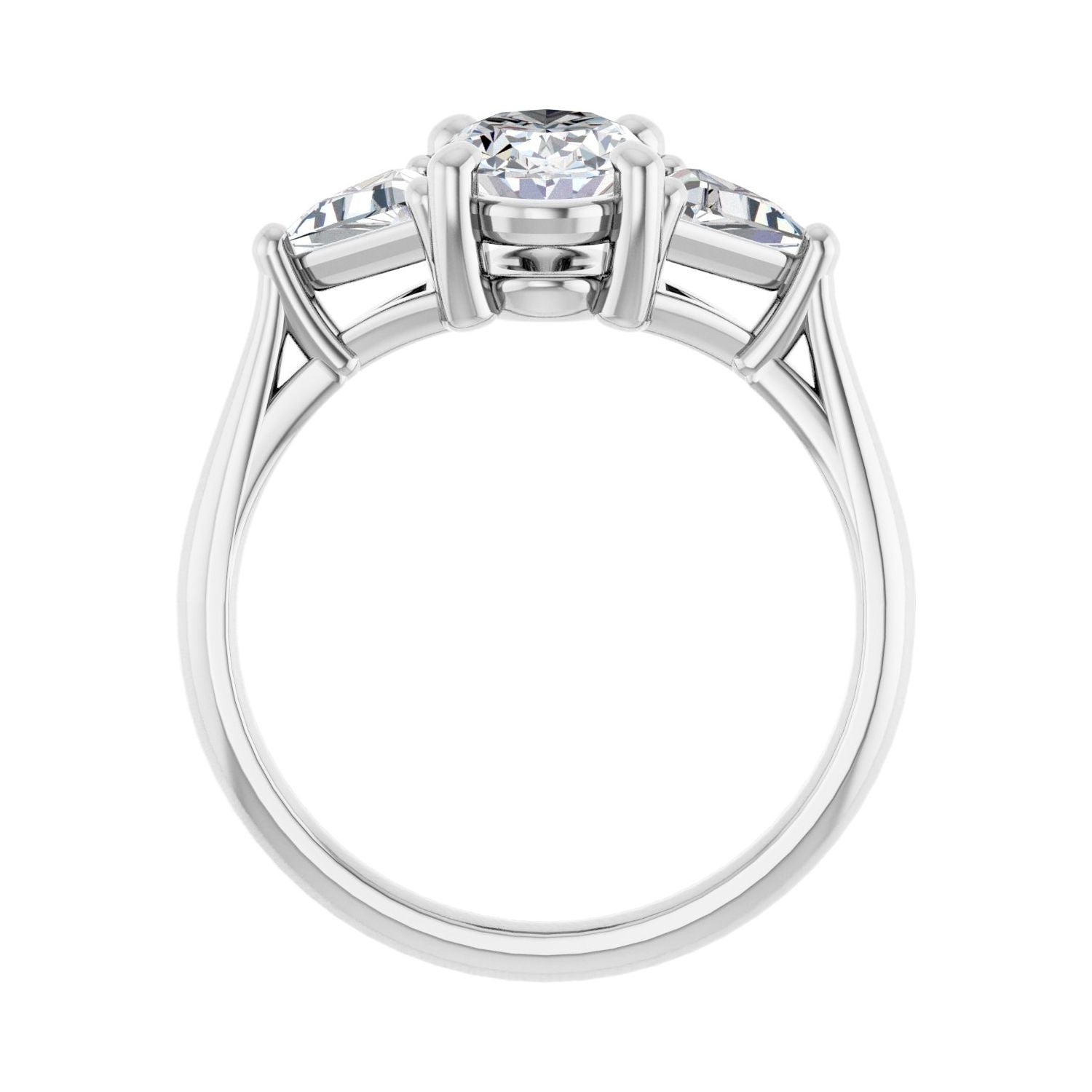 Oval Three-Stone Engagement Ring | Metal Type=14K White Gold | Center Stone Size=1.5 CT | Image 2