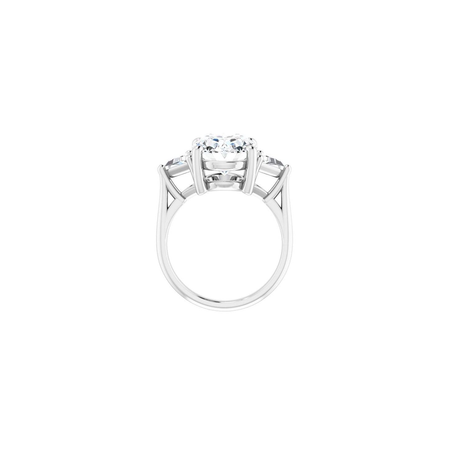 Oval Three-Stone Engagement Ring | Metal Type=14K White Gold | Center Stone Size=3 CT | Image 2
