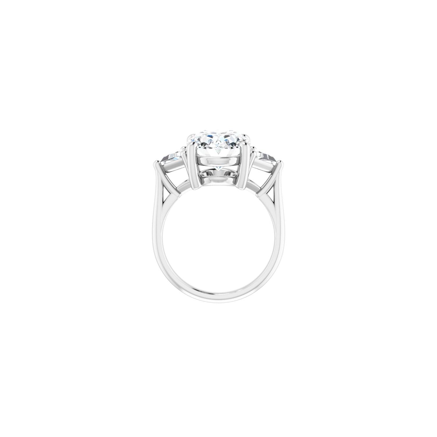 Oval Three-Stone Engagement Ring | Metal Type=14K White Gold | Center Stone Size=3 CT | Image 2