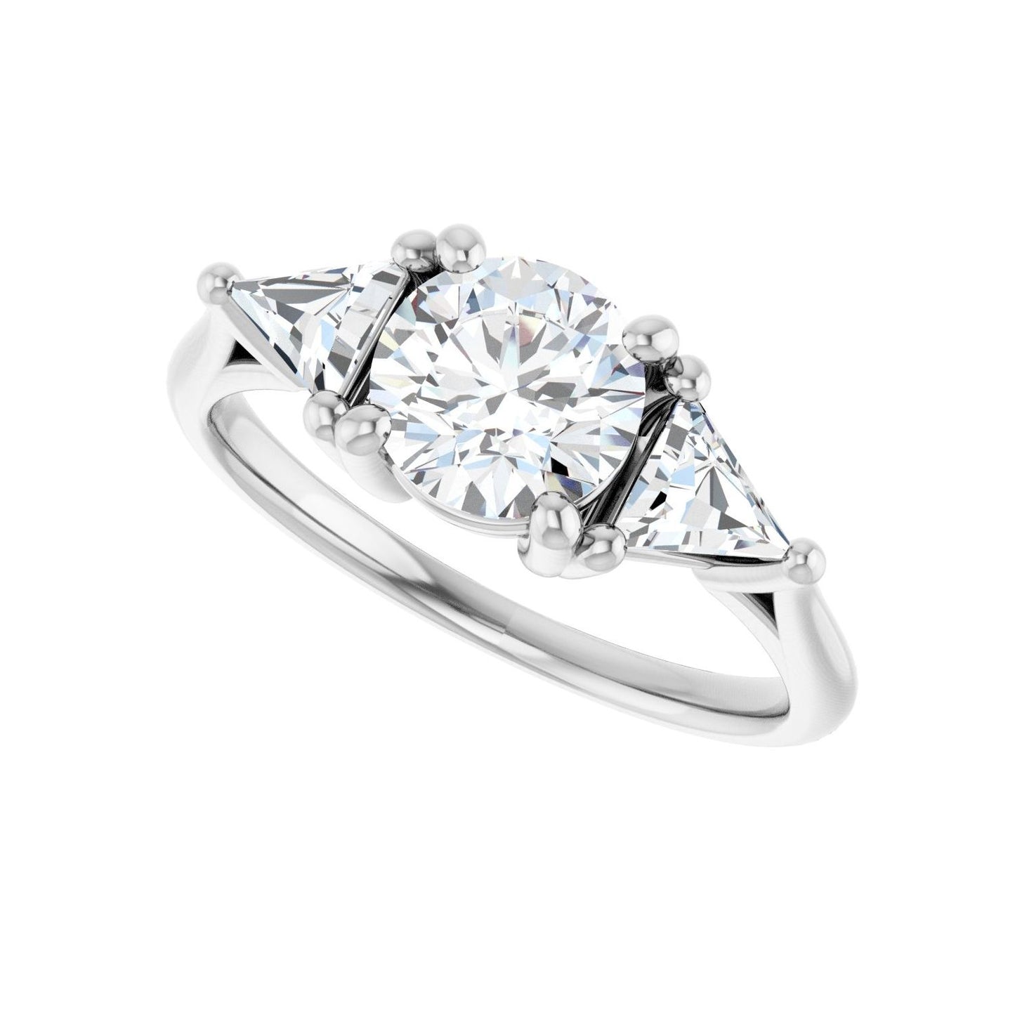 Round Three-Stone Engagement Ring | Metal Type=14K White Gold | Center Stone Size=1 CT | Image 5