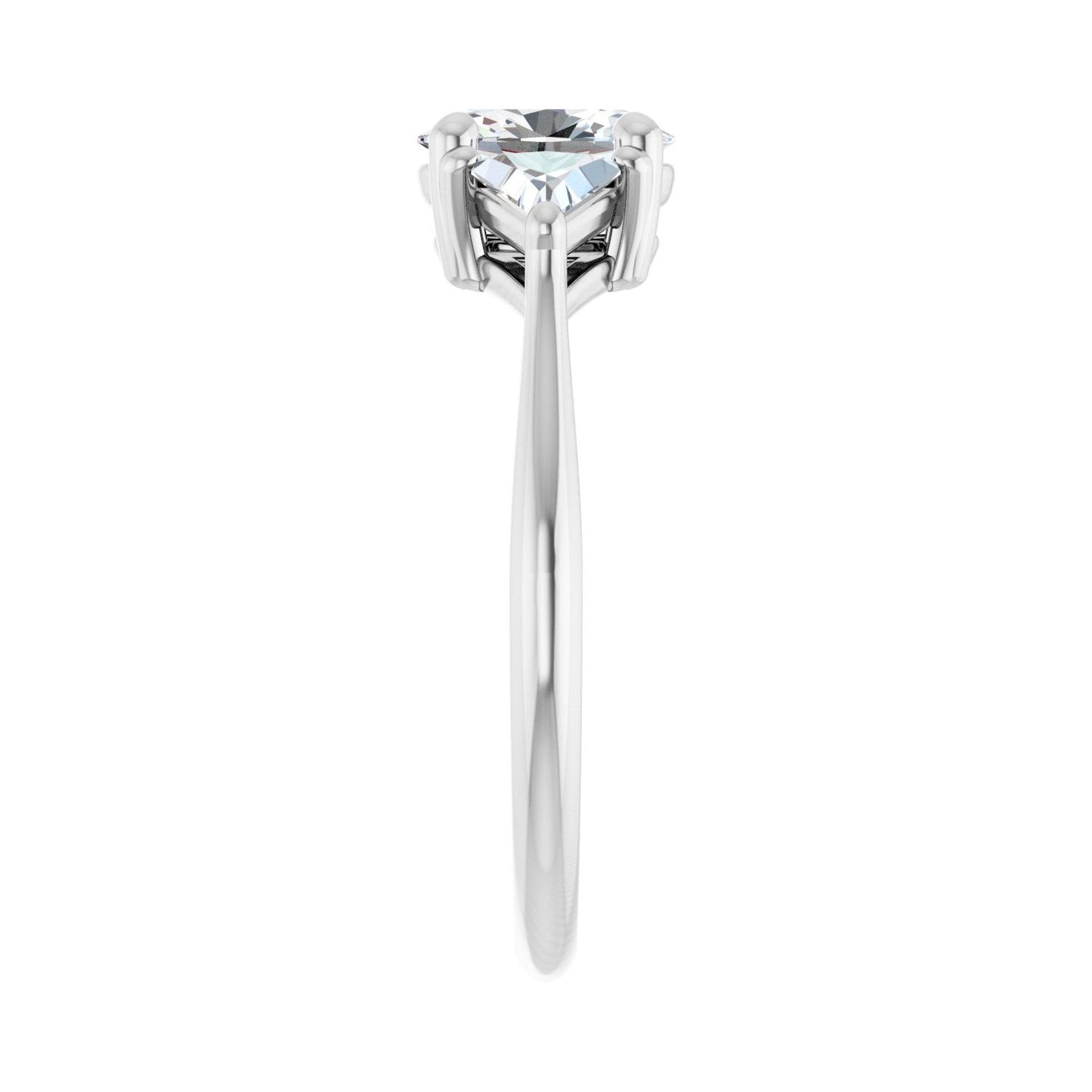 Oval Three-Stone Engagement Ring | Metal Type=14K White Gold | Center Stone Size=1 CT | Image 4