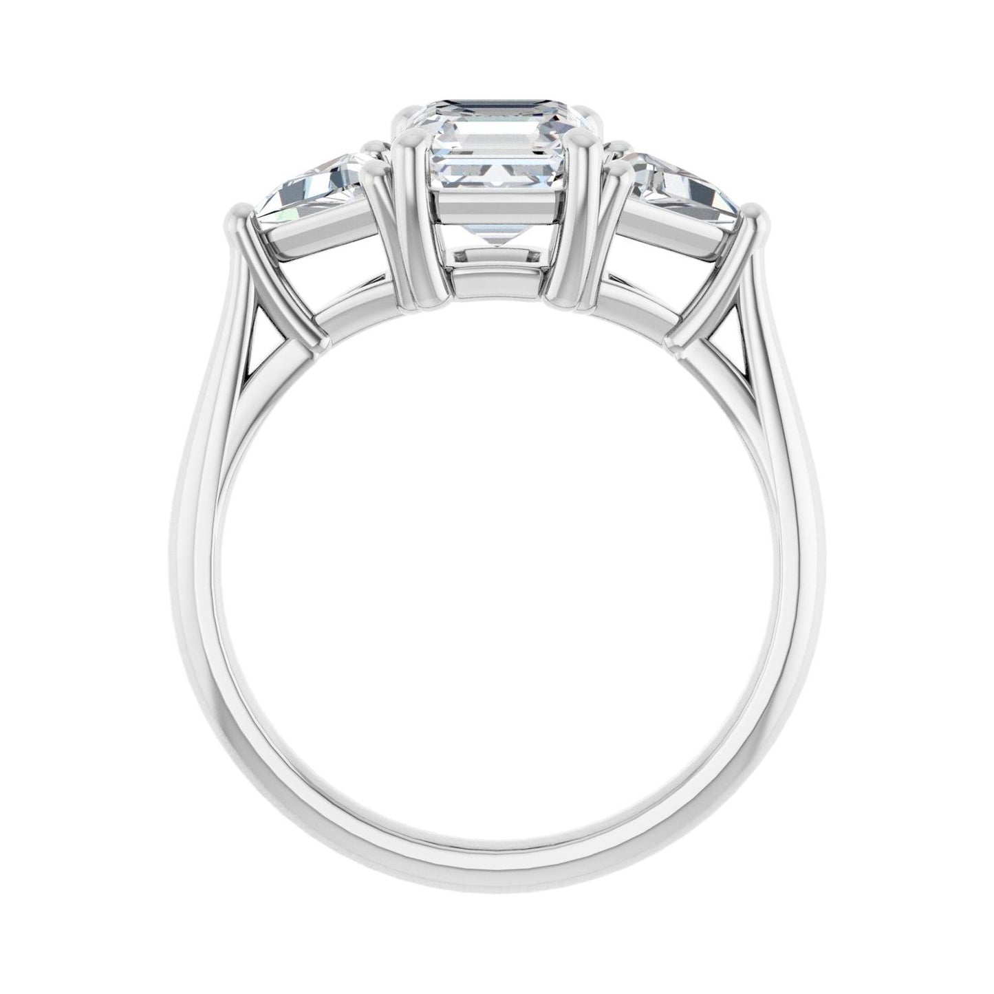 Asscher Three-Stone Engagement Ring | Metal Type=14K White Gold | Center Stone Size=1 CT | Image 2