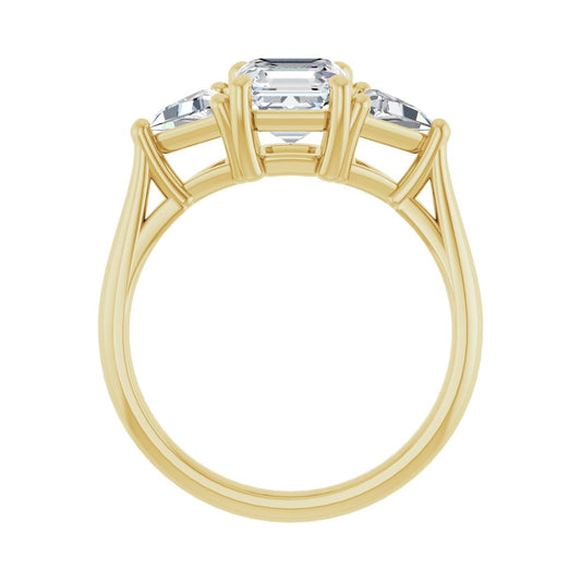 Asscher Three-Stone Engagement Ring | Metal Type=14K Yellow Gold | Center Stone Size=1 CT | Image 2
