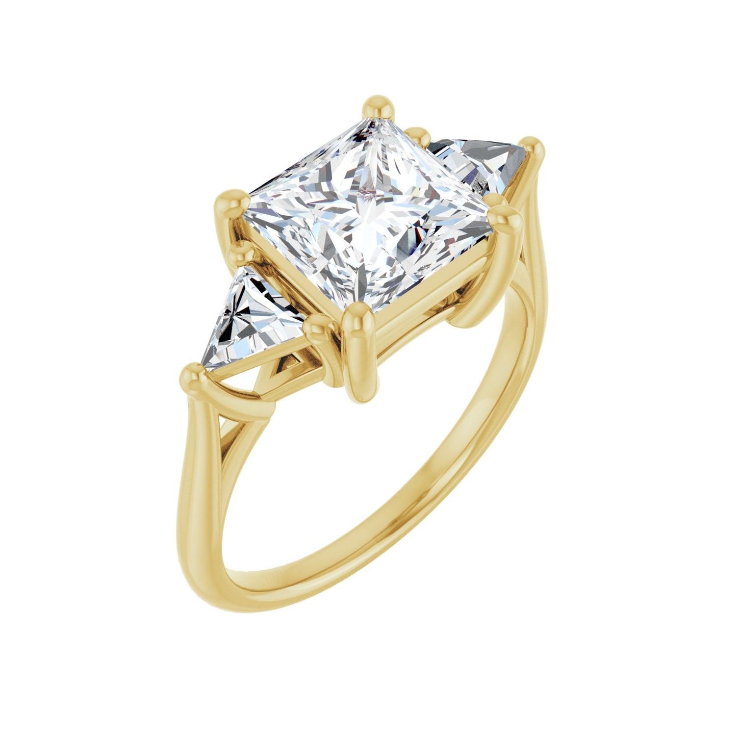 Square Three-Stone Engagement Ring | Metal Type=14K Yellow Gold | Center Stone Size=2.5 CT | Image 1