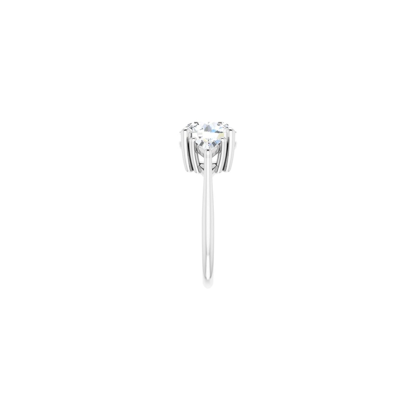 Round Three-Stone Engagement Ring | Metal Type=14K White Gold | Center Stone Size=3 CT | Image 4
