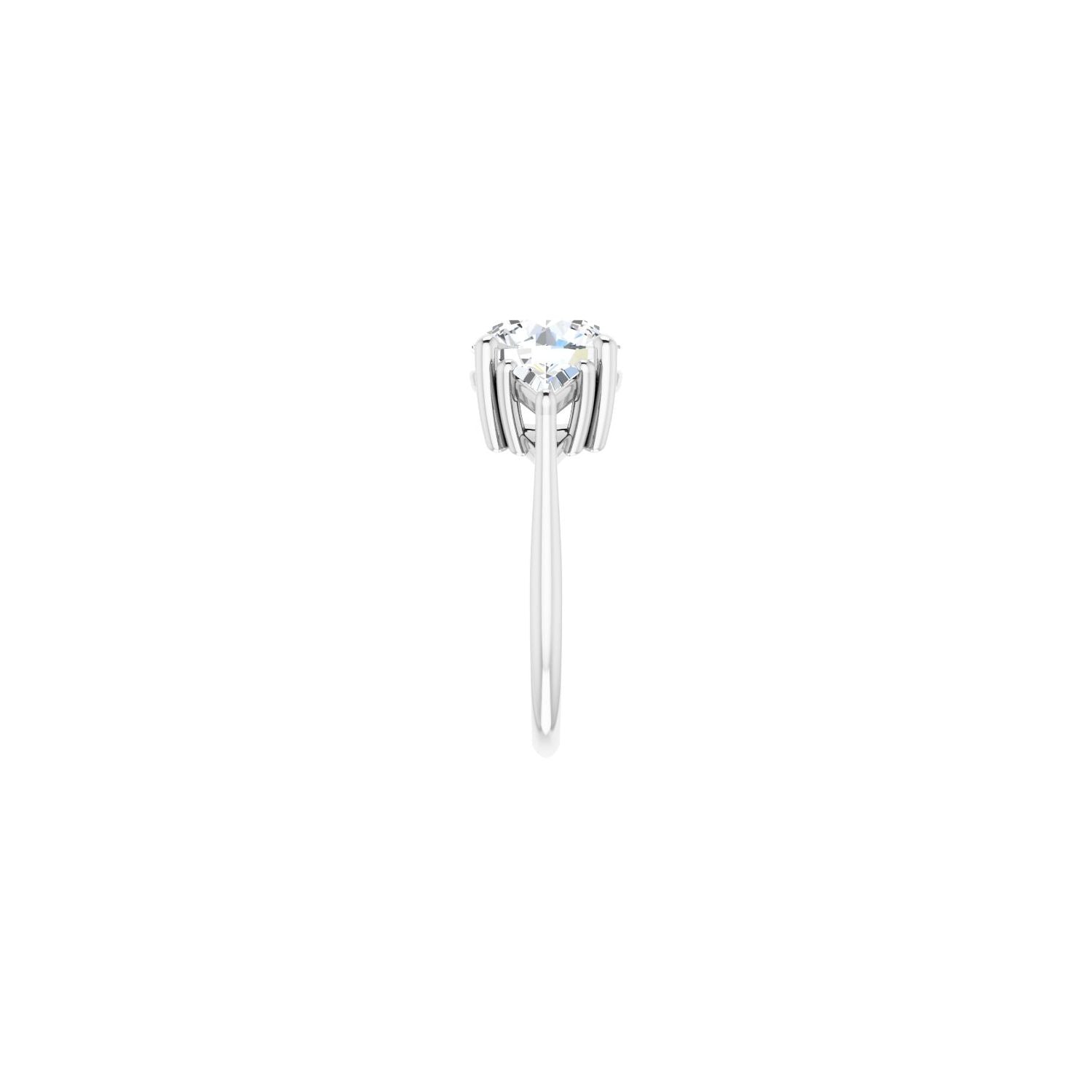 Round Three-Stone Engagement Ring | Metal Type=14K White Gold | Center Stone Size=3 CT | Image 4