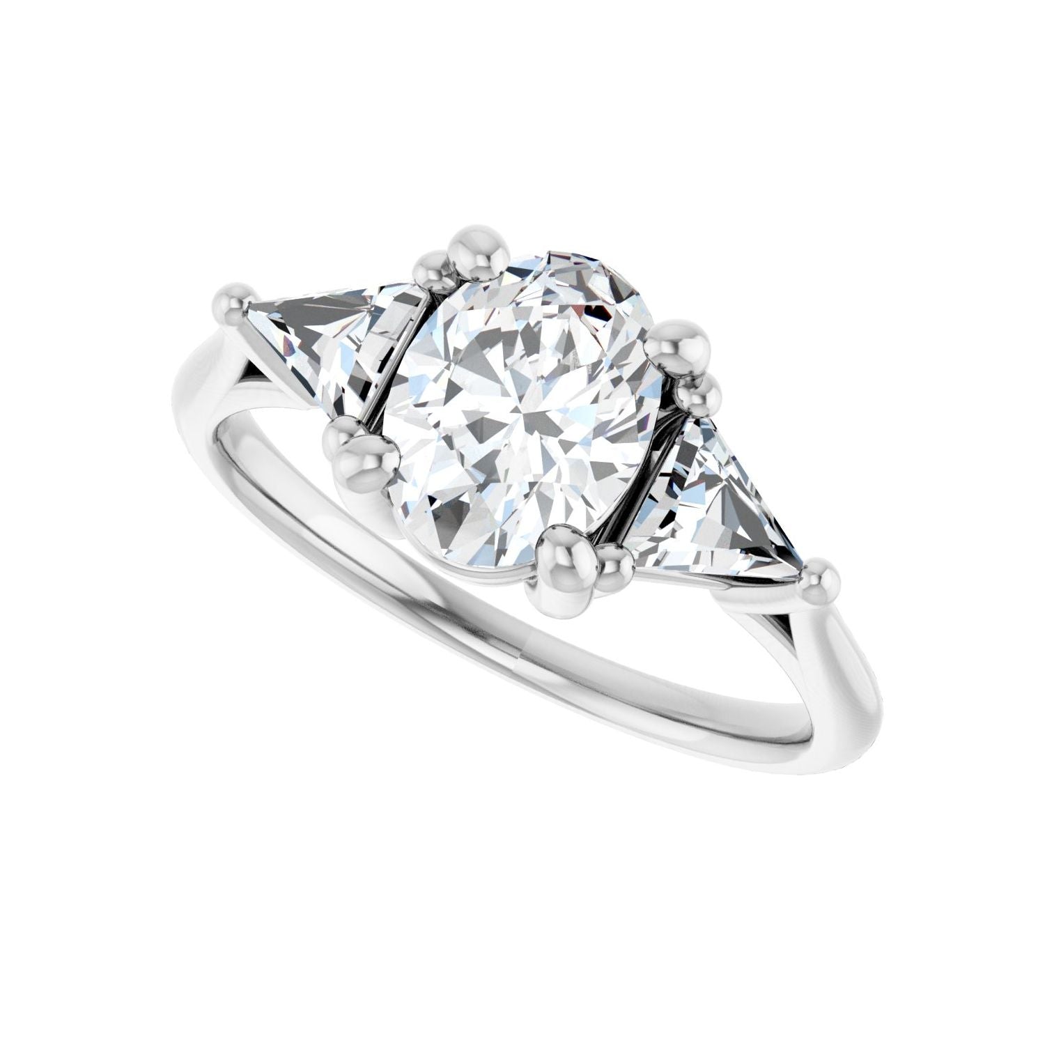 Oval Three-Stone Engagement Ring | Metal Type=14K White Gold | Center Stone Size=1.5 CT | Image 5