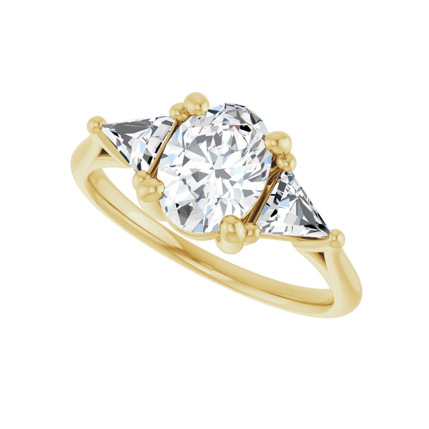 Oval Three-Stone Engagement Ring | Metal Type=14K Yellow Gold | Center Stone Size=1.5 CT | Image 5