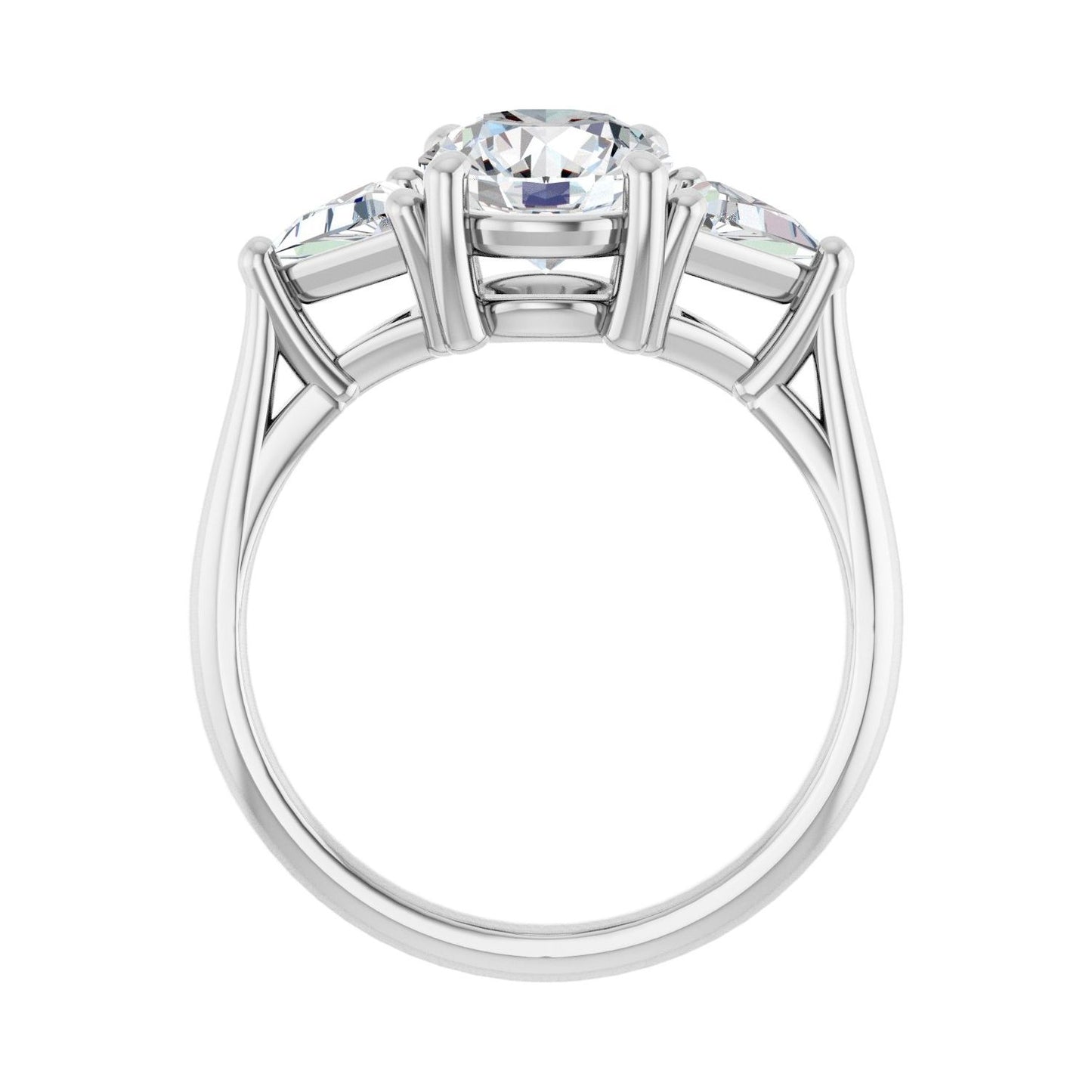 Round Three-Stone Engagement Ring | Metal Type=14K White Gold | Center Stone Size=1.5 CT | Image 2