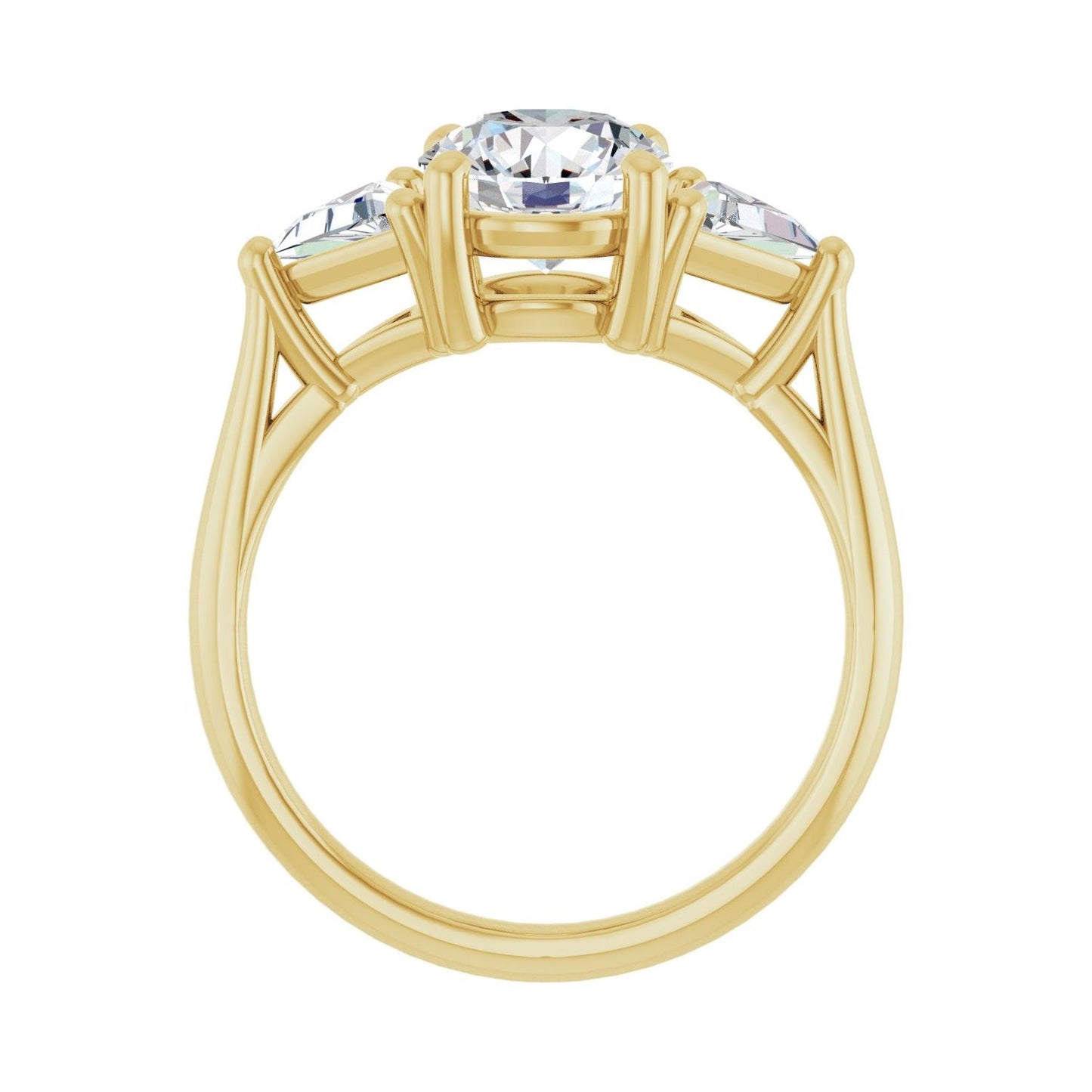 Round Three-Stone Engagement Ring | Metal Type=14K Yellow Gold | Center Stone Size=1.5 CT | Image 2