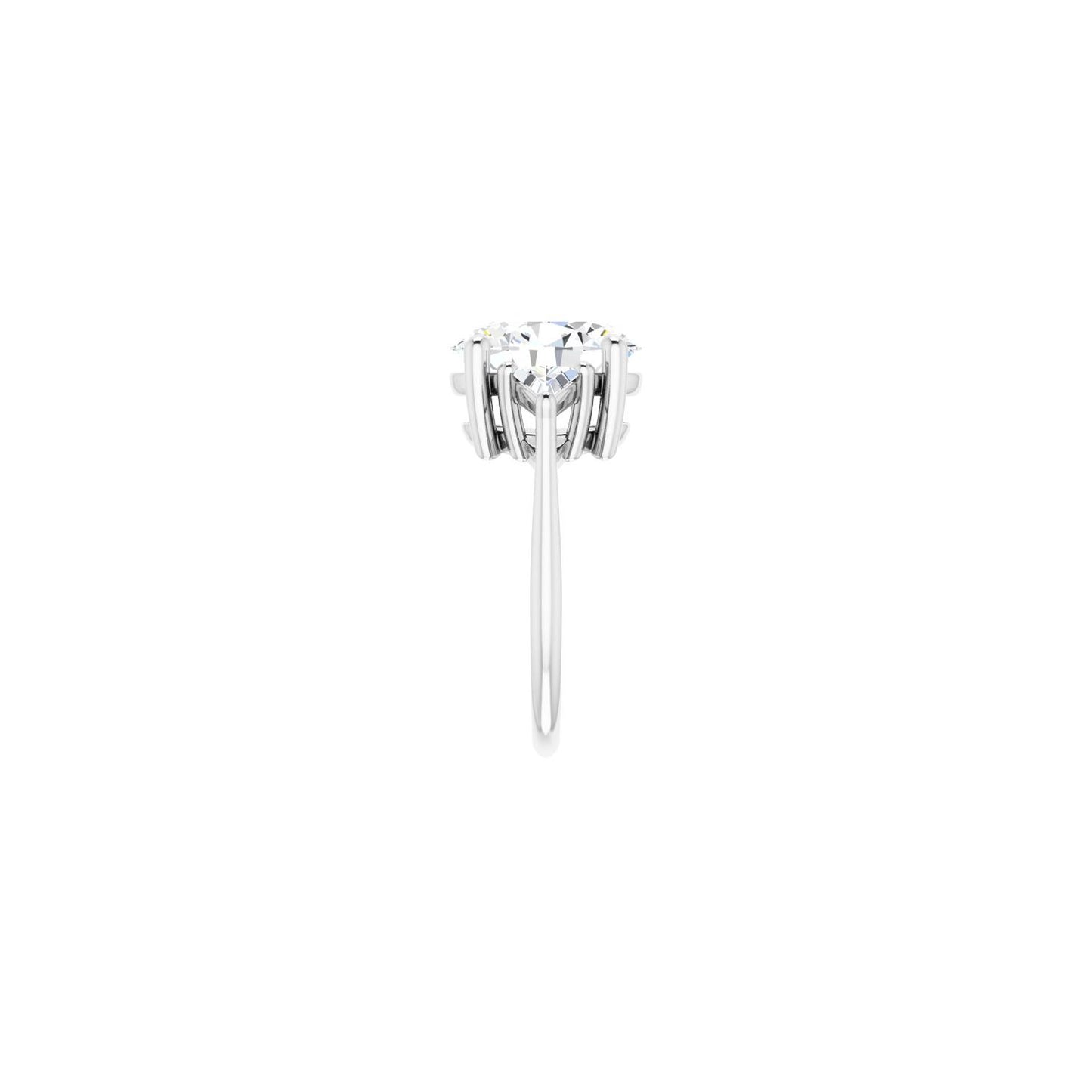 Oval Three-Stone Engagement Ring | Metal Type=14K White Gold | Center Stone Size=3 CT | Image 4