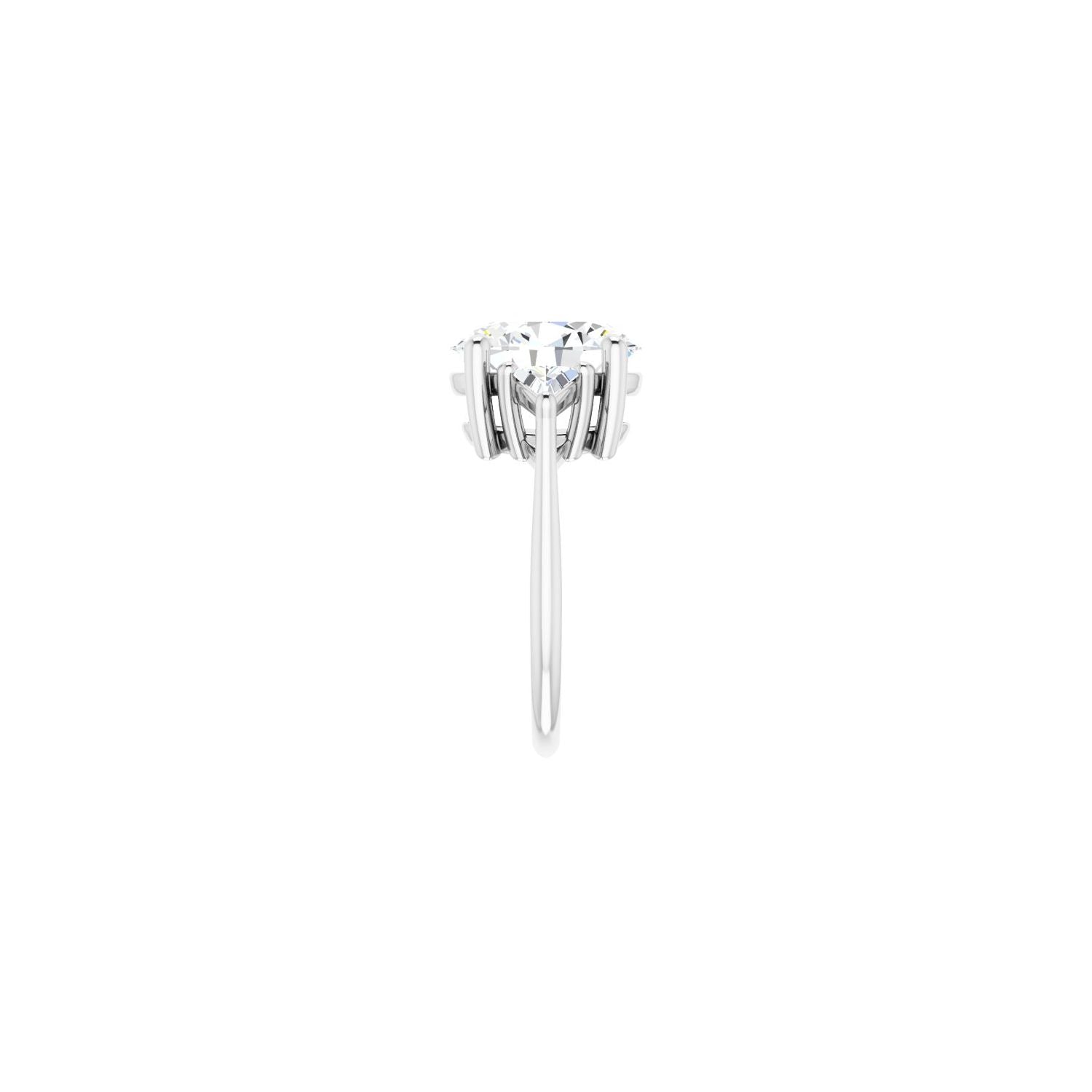 Oval Three-Stone Engagement Ring | Metal Type=14K White Gold | Center Stone Size=3 CT | Image 4