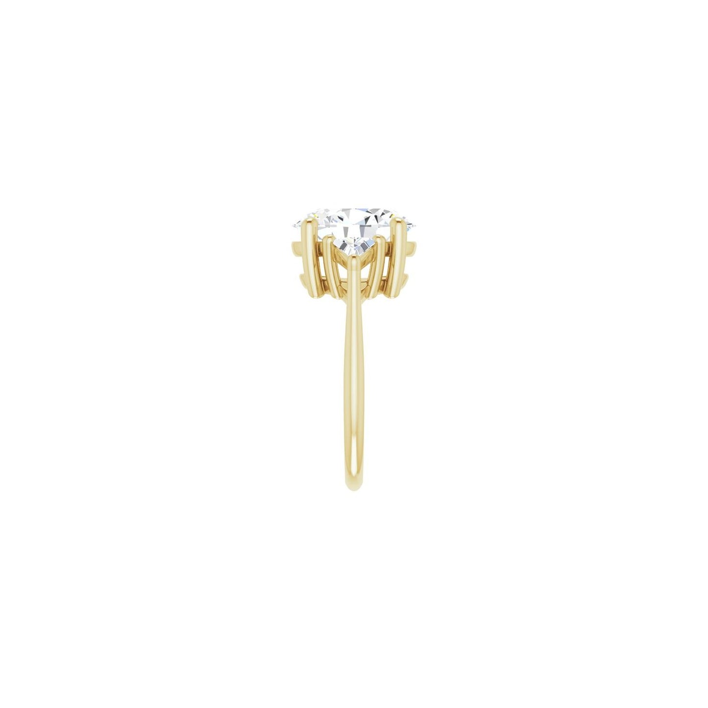 Oval Three-Stone Engagement Ring | Metal Type=14K Yellow Gold | Center Stone Size=3 CT | Image 4
