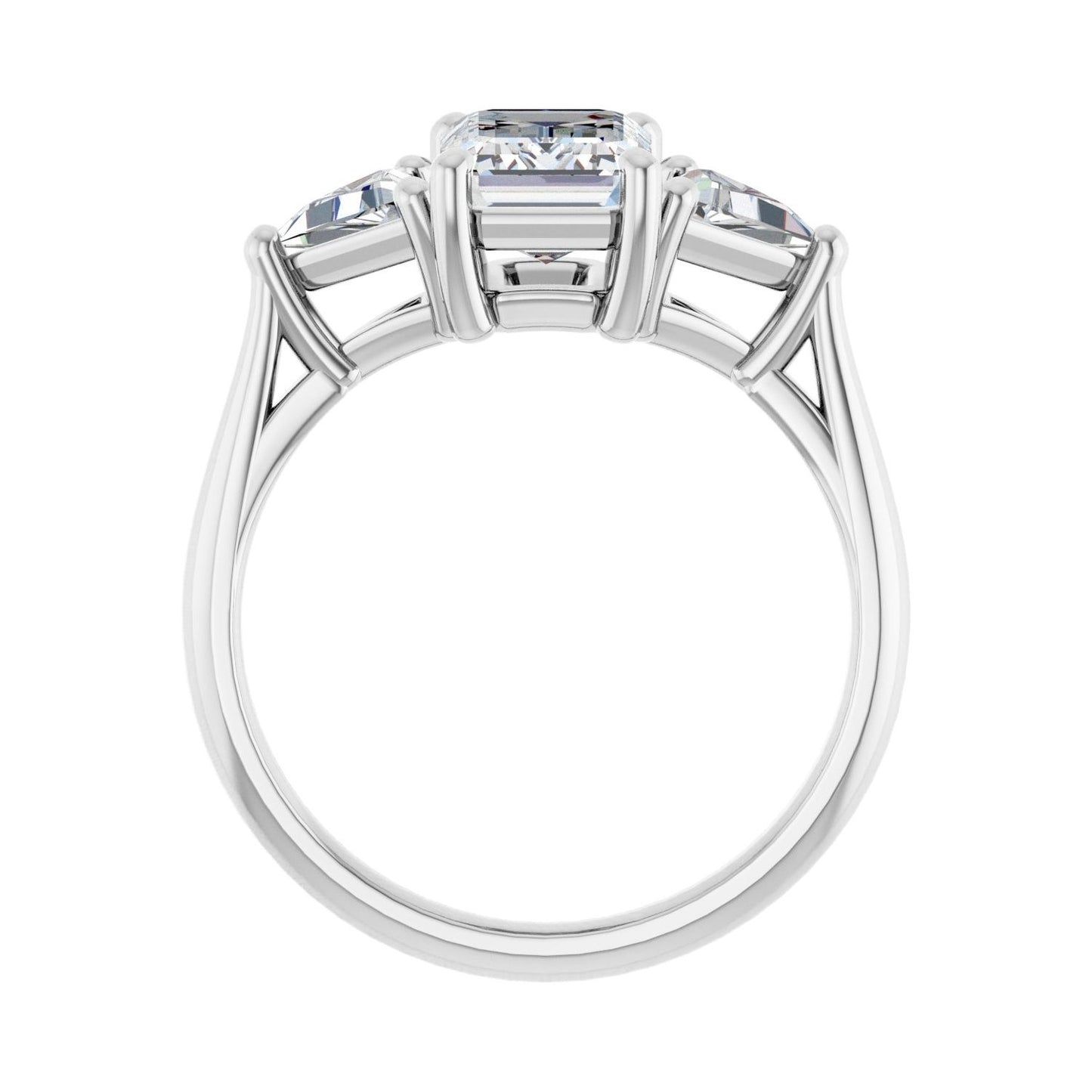 Emerald Three-Stone Engagement Ring | Metal Type=14K White Gold | Center Stone Size=2 CT | Image 2