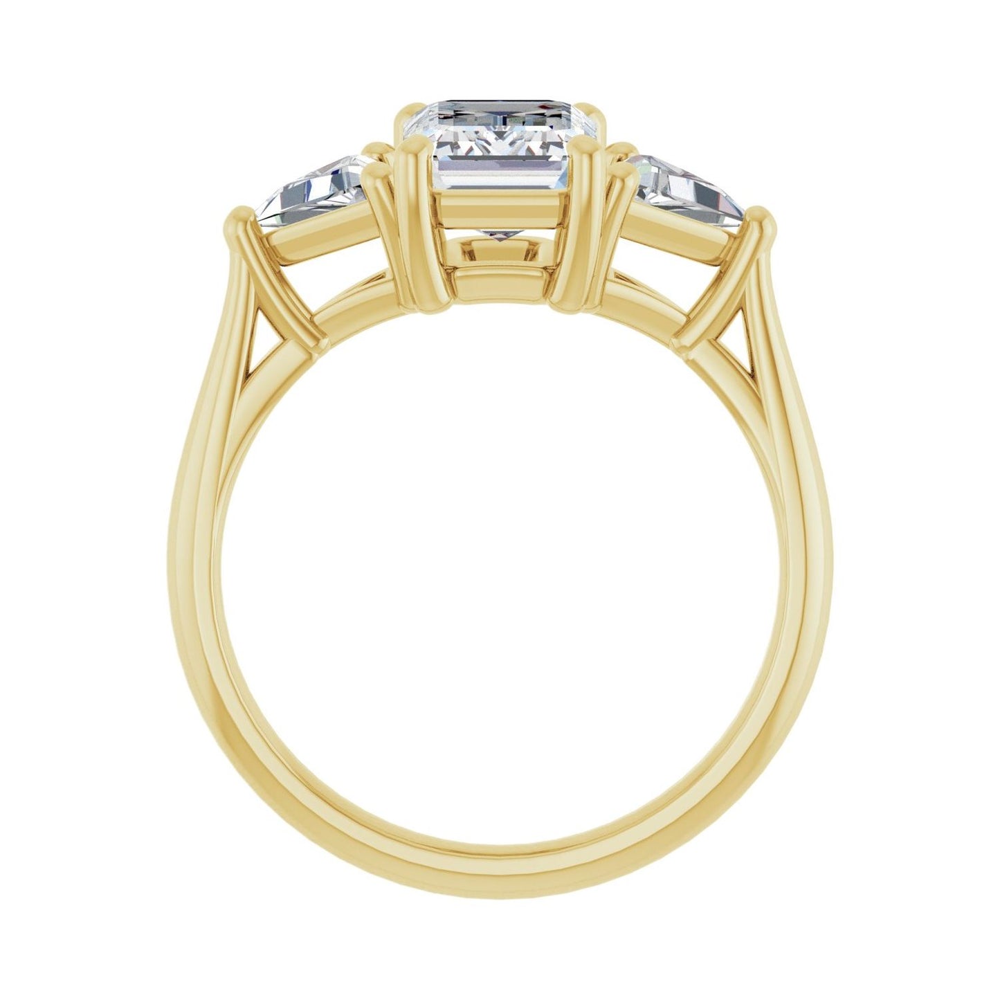 Emerald Three-Stone Engagement Ring | Metal Type=14K Yellow Gold | Center Stone Size=2 CT | Image 2