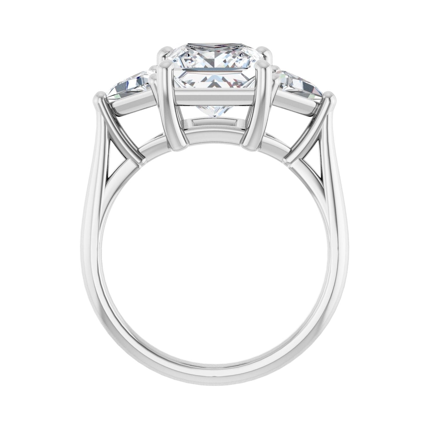 Square Three-Stone Engagement Ring | Metal Type=14K White Gold | Center Stone Size=2.5 CT | Image 2