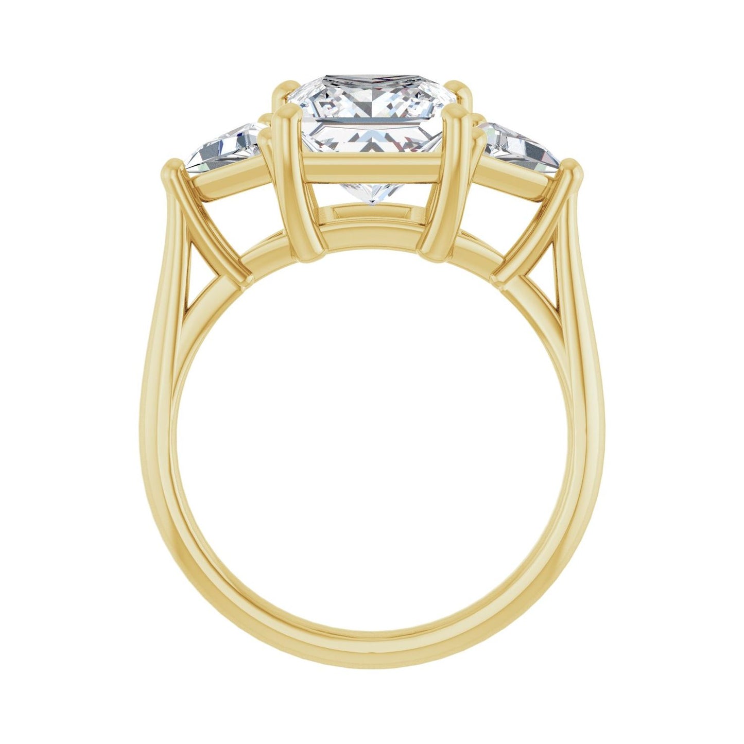 Square Three-Stone Engagement Ring | Metal Type=14K Yellow Gold | Center Stone Size=2.5 CT | Image 2