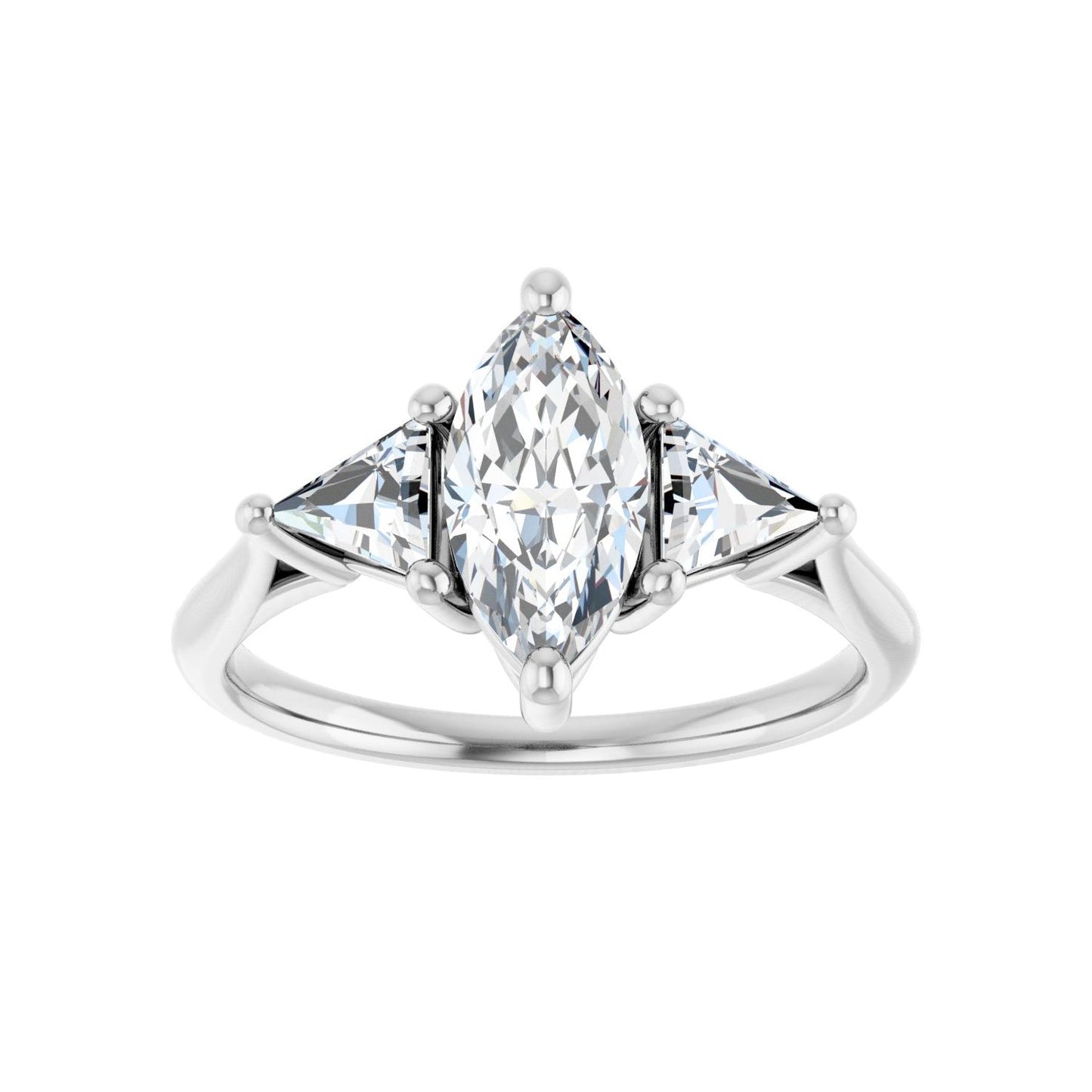 Marquise Three-Stone Engagement Ring | Metal Type=14K White Gold | Center Stone Size=1 CT | Image 3