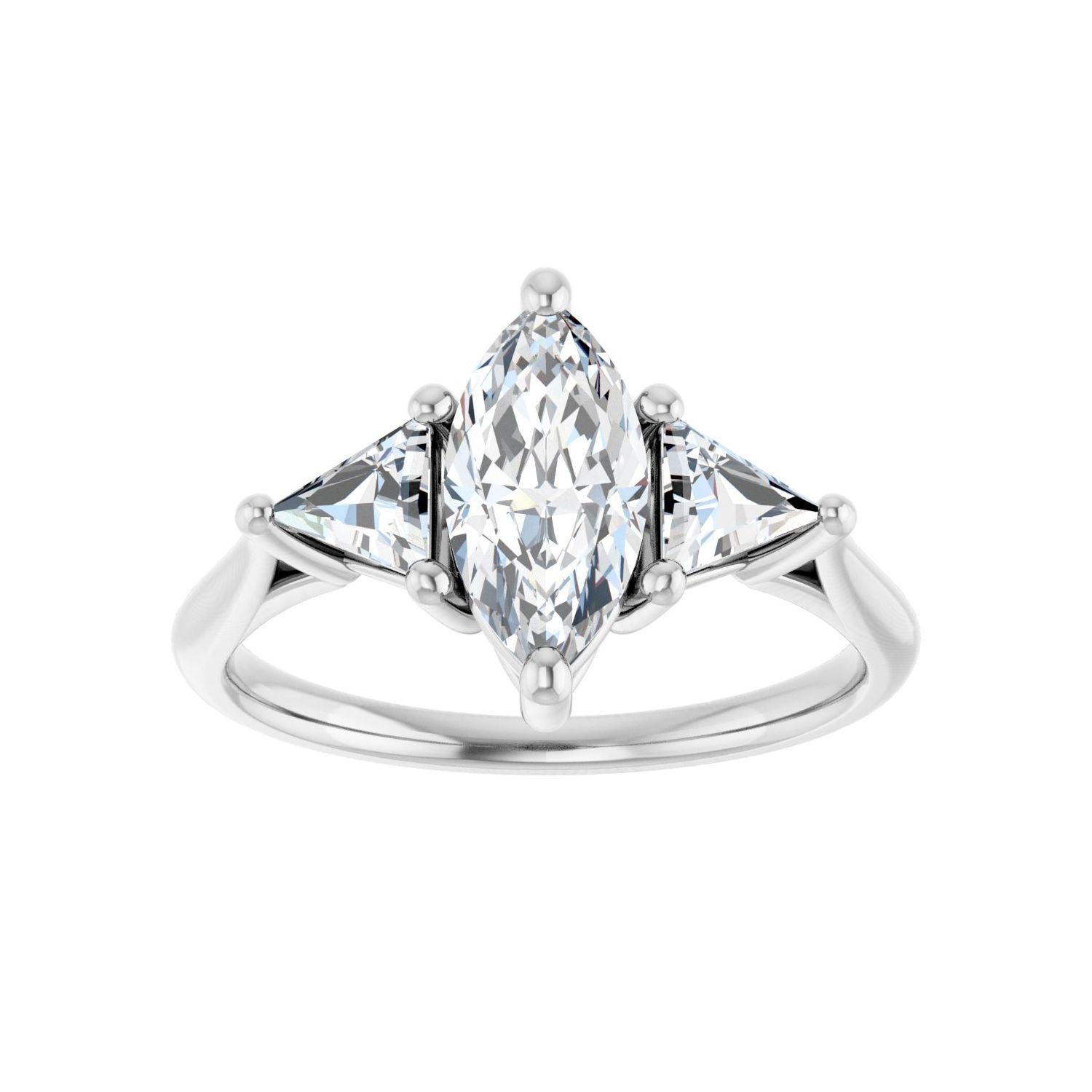 Marquise Three-Stone Engagement Ring | Metal Type=14K White Gold | Center Stone Size=1 CT | Image 3