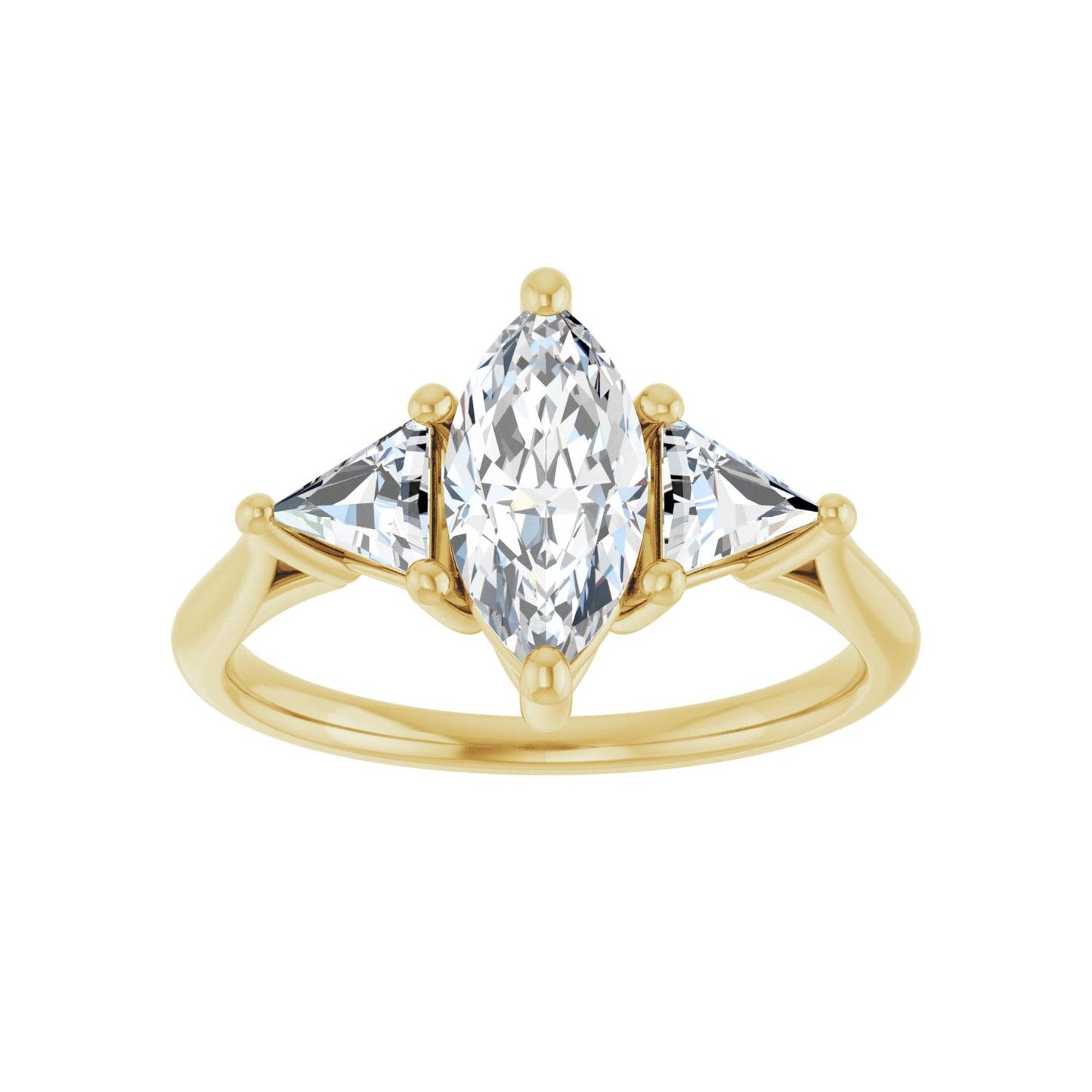 Marquise Three-Stone Engagement Ring | Metal Type=14K Yellow Gold | Center Stone Size=1 CT | Image 3
