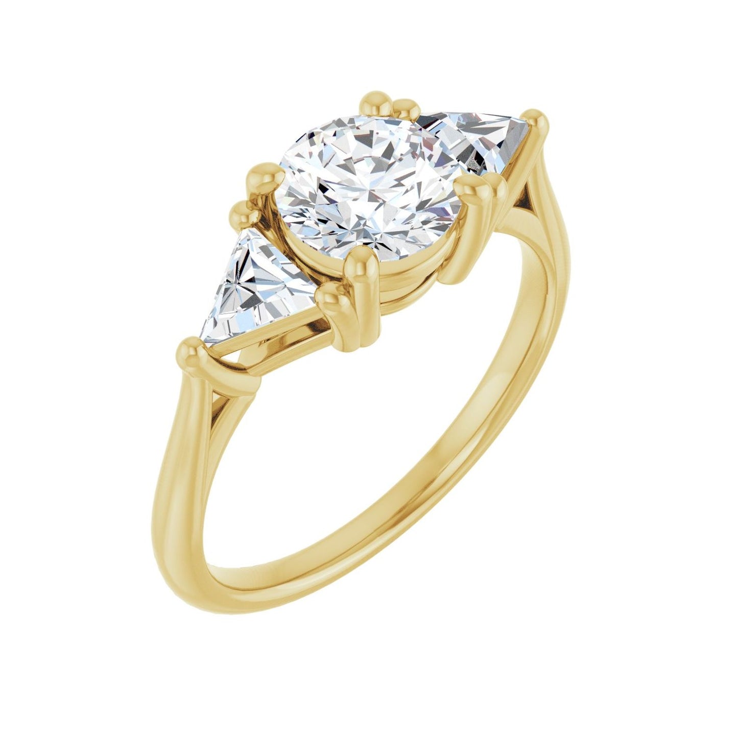 Round Three-Stone Engagement Ring | Metal Type=14K Yellow Gold | Center Stone Size=1 CT | Image 1