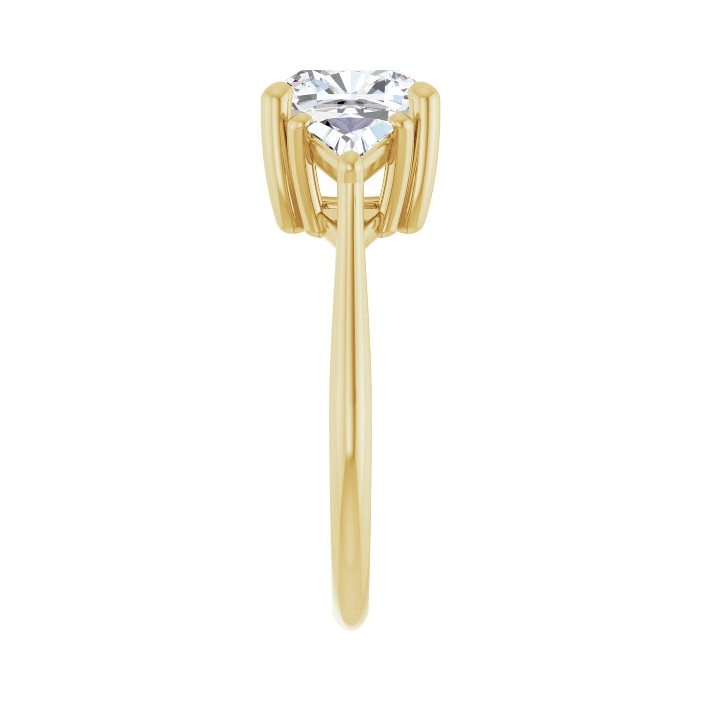 Cushion Three-Stone Engagement Ring | Metal Type=14K Yellow Gold | Center Stone Size=3 CT | Image 4