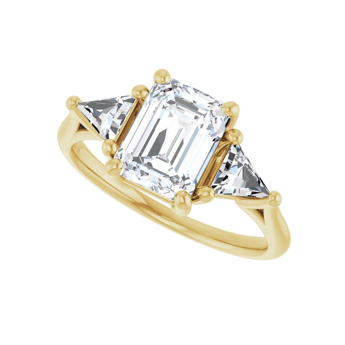 Emerald Three-Stone Engagement Ring | Metal Type=14K Yellow Gold | Center Stone Size=2 CT | Image 5