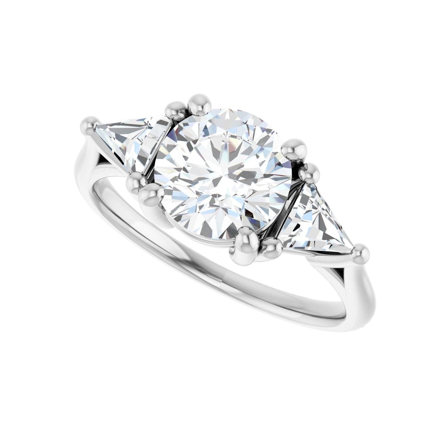 Round Three-Stone Engagement Ring | Metal Type=14K White Gold | Center Stone Size=1.5 CT | Image 5