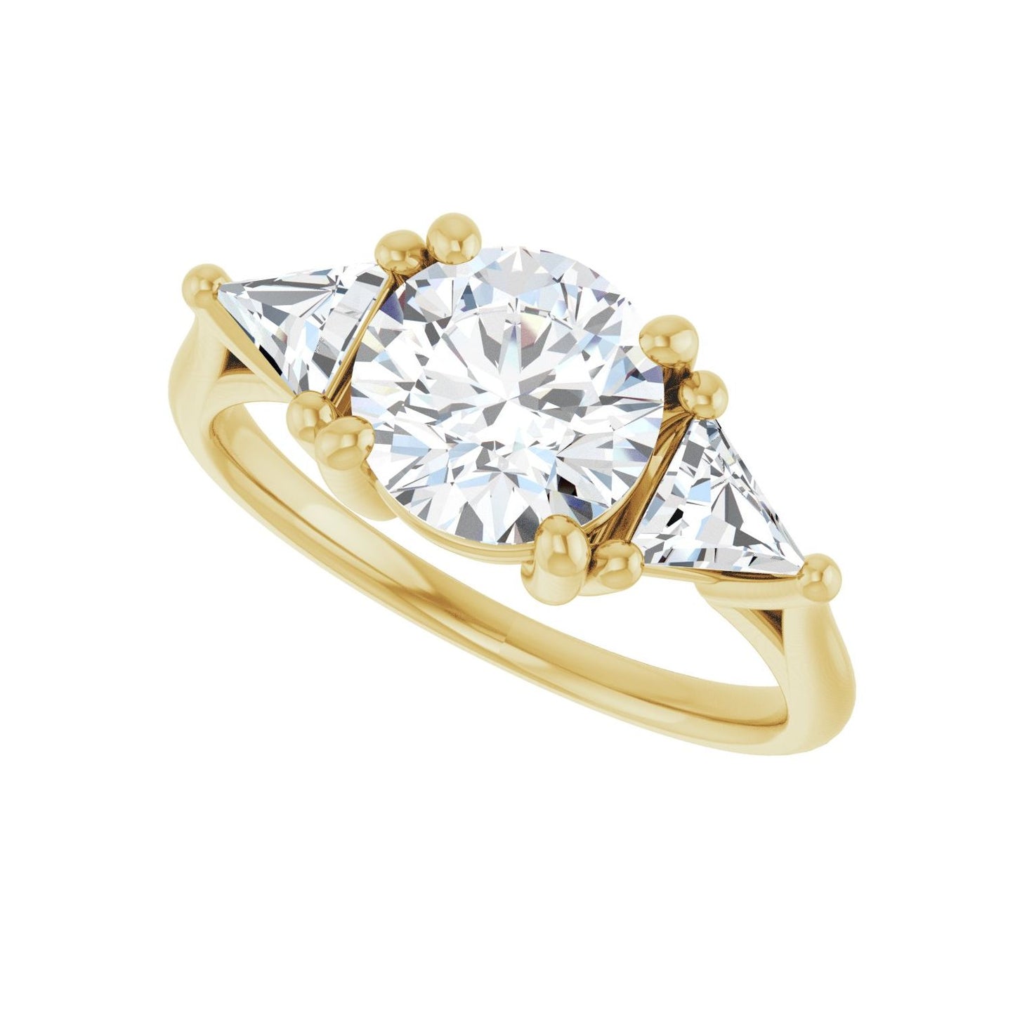 Round Three-Stone Engagement Ring | Metal Type=14K Yellow Gold | Center Stone Size=1.5 CT | Image 5