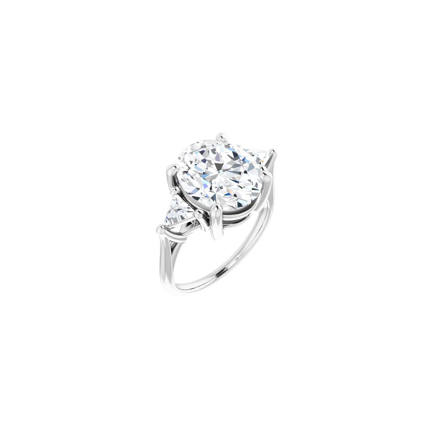 Oval Three-Stone Engagement Ring | Metal Type=14K White Gold | Center Stone Size=3 CT | Image 1