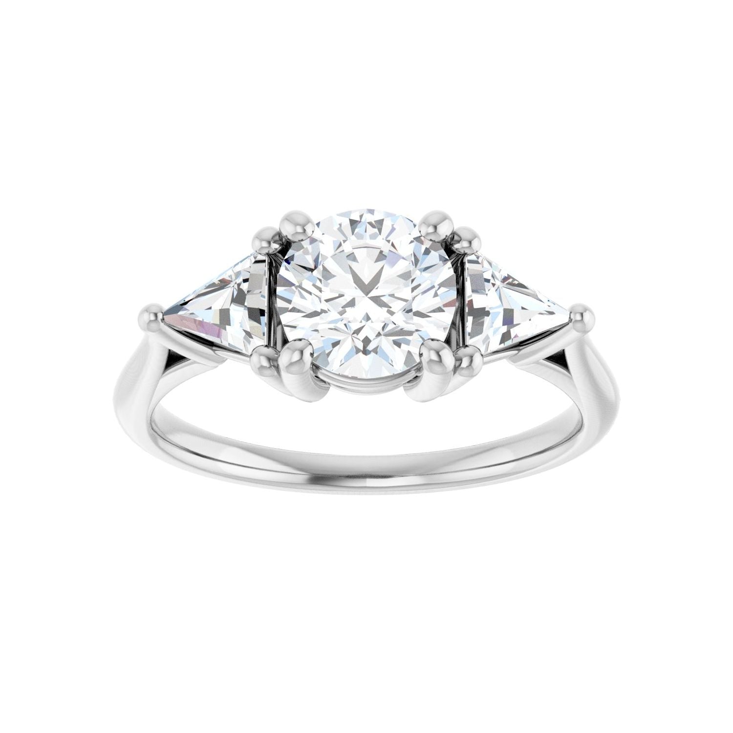 Round Three-Stone Engagement Ring | Metal Type=14K White Gold | Center Stone Size=1 CT | Image 3