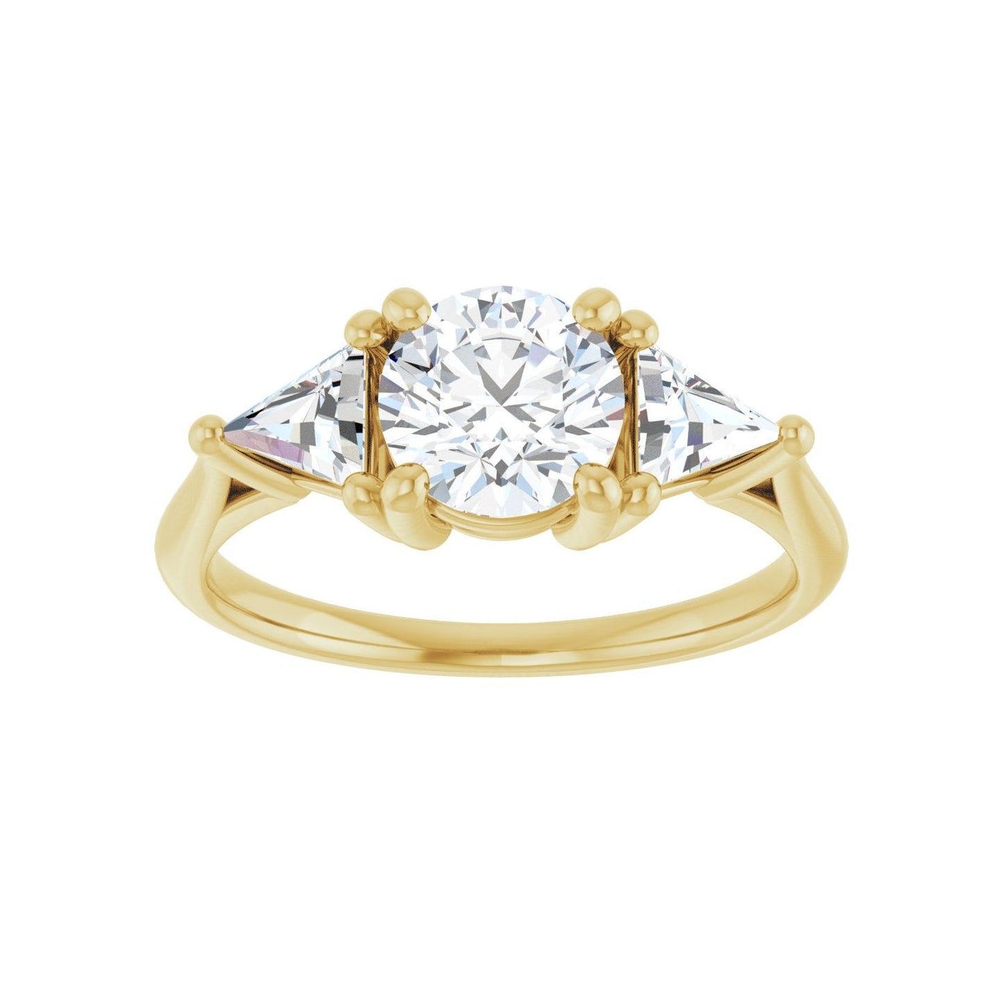 Round Three-Stone Engagement Ring | Metal Type=14K Yellow Gold | Center Stone Size=1 CT | Image 3