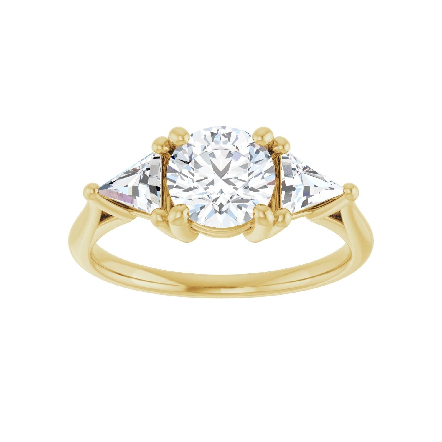 Round Three-Stone Engagement Ring | Metal Type=14K Yellow Gold | Center Stone Size=1 CT | Image 3