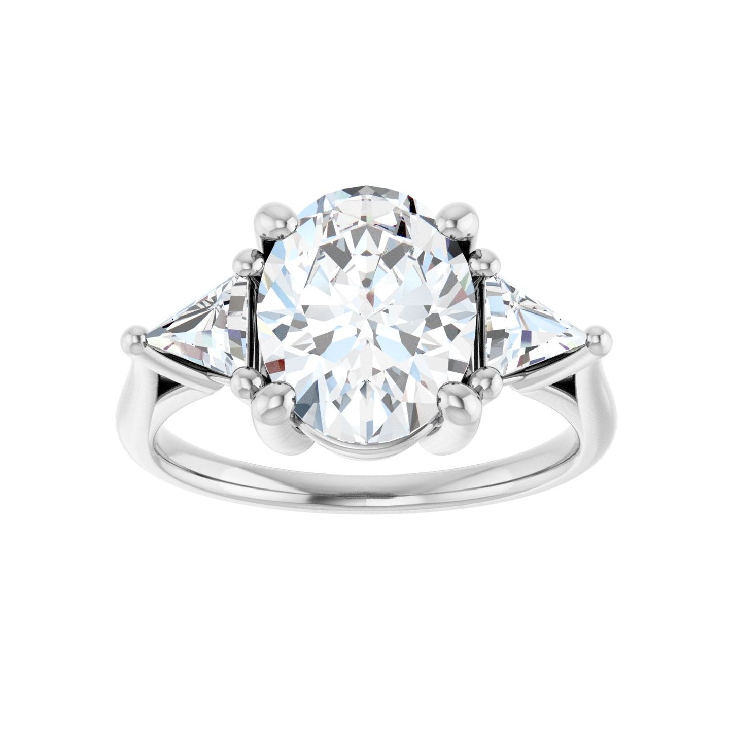 Oval Three-Stone Engagement Ring | Metal Type=14K White Gold | Center Stone Size=2.5 CT | Image 3