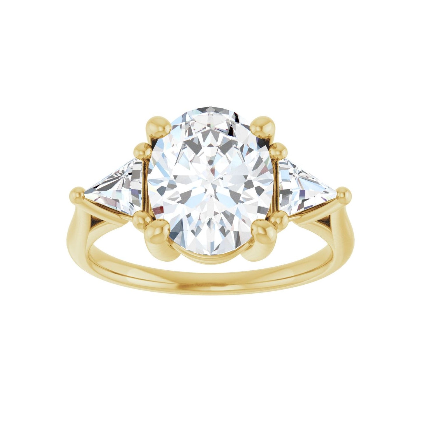 Oval Three-Stone Engagement Ring | Metal Type=14K Yellow Gold | Center Stone Size=2.5 CT | Image 3
