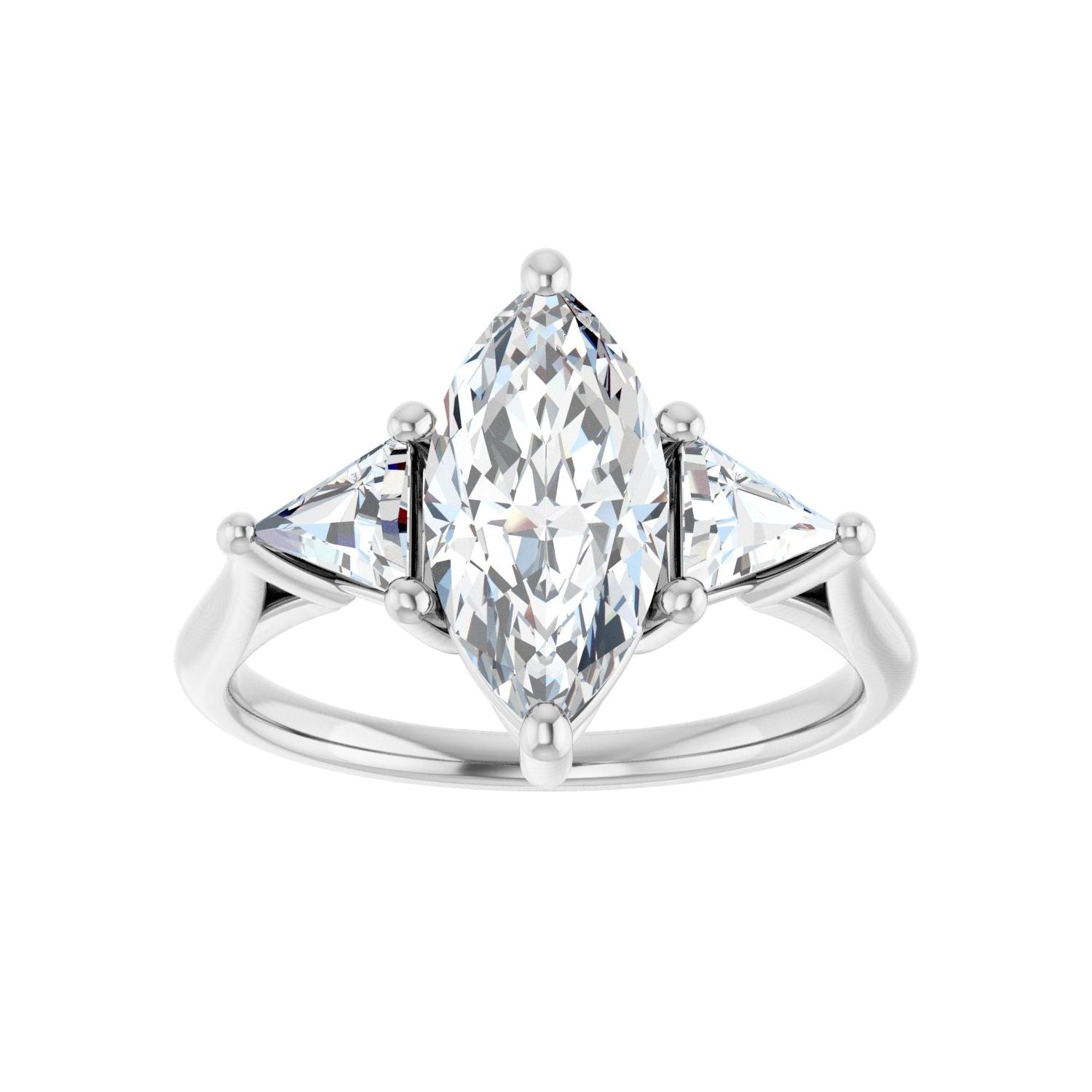 Marquise Three-Stone Engagement Ring | Metal Type=14K White Gold | Center Stone Size=1.5 CT | Image 3