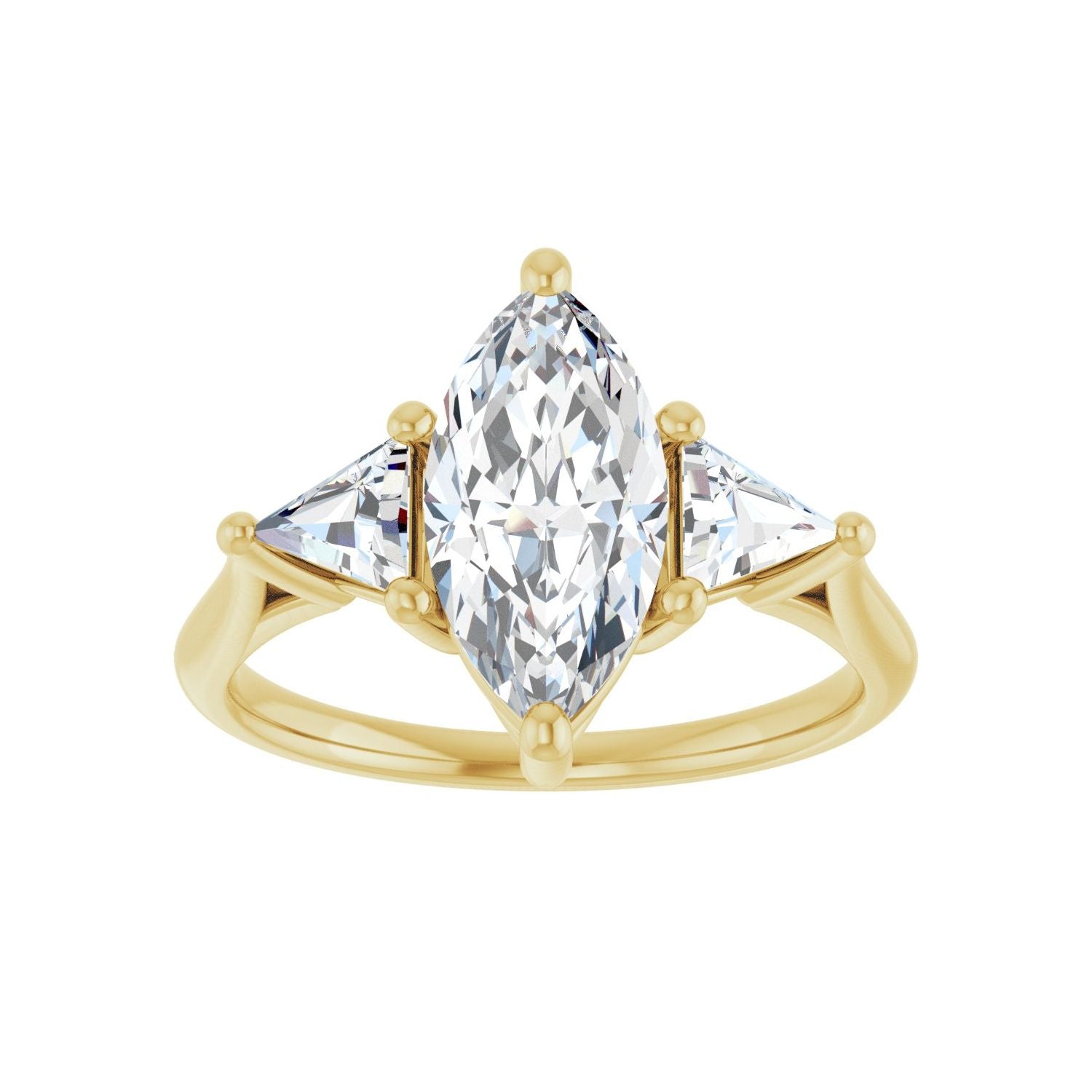 Marquise Three-Stone Engagement Ring | Metal Type=14K Yellow Gold | Center Stone Size=1.5 CT | Image 3