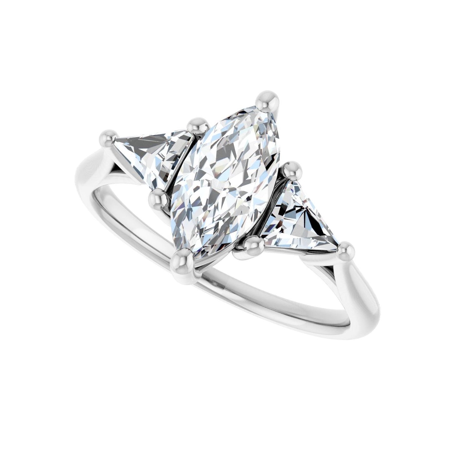 Marquise Three-Stone Engagement Ring | Metal Type=14K White Gold | Center Stone Size=1 CT | Image 5