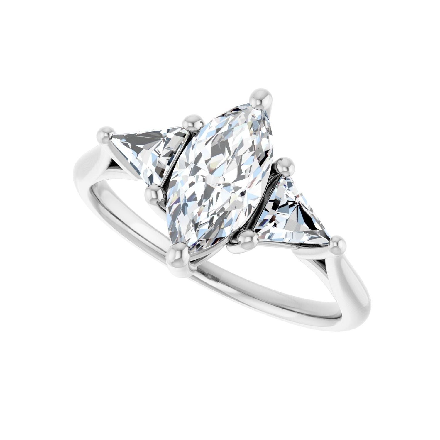 Marquise Three-Stone Engagement Ring | Metal Type=14K White Gold | Center Stone Size=1 CT | Image 5