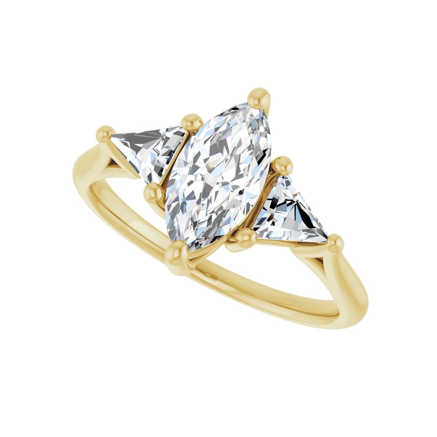 Marquise Three-Stone Engagement Ring | Metal Type=14K Yellow Gold | Center Stone Size=1 CT | Image 5