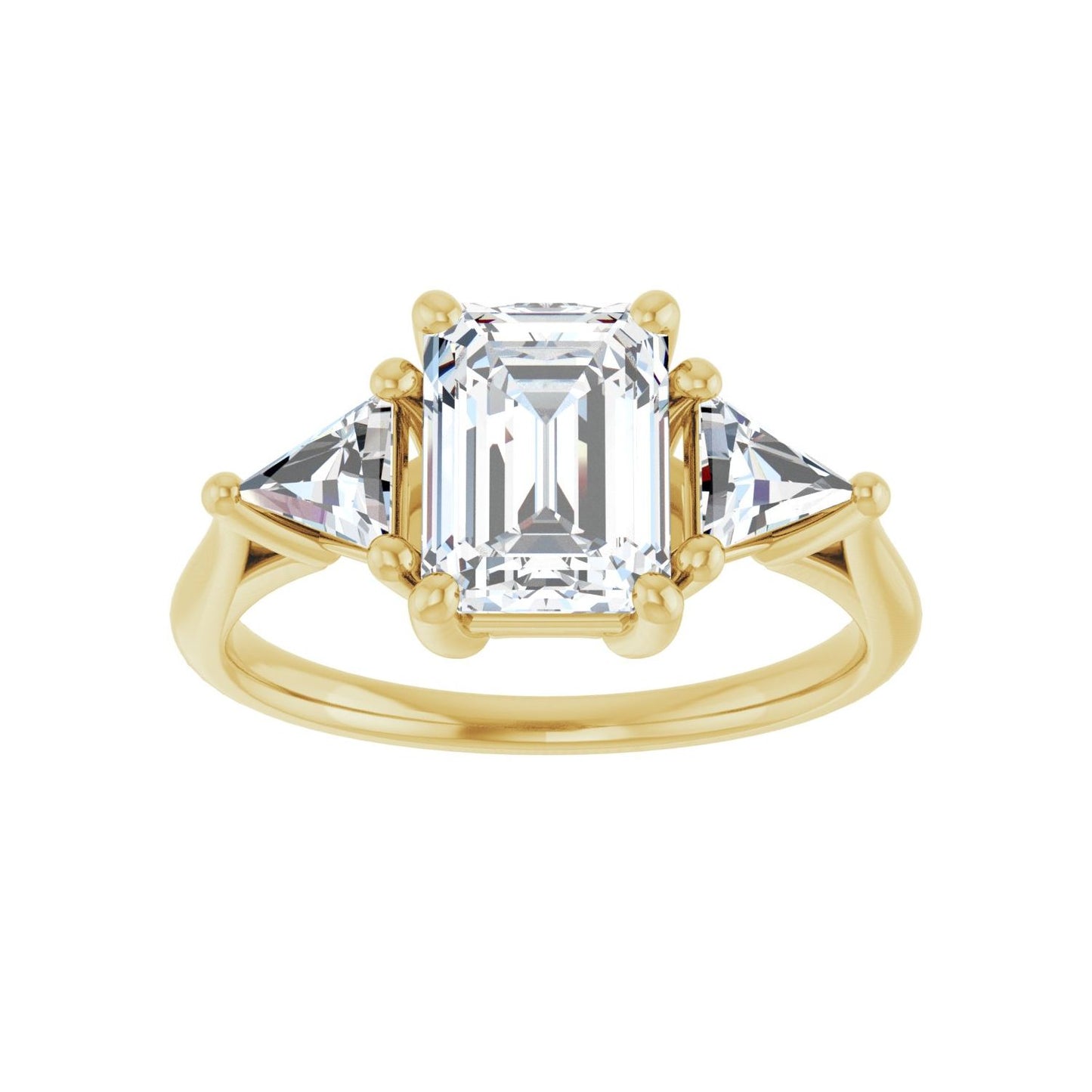 Emerald Three-Stone Engagement Ring | Metal Type=14K Yellow Gold | Center Stone Size=2 CT | Image 3