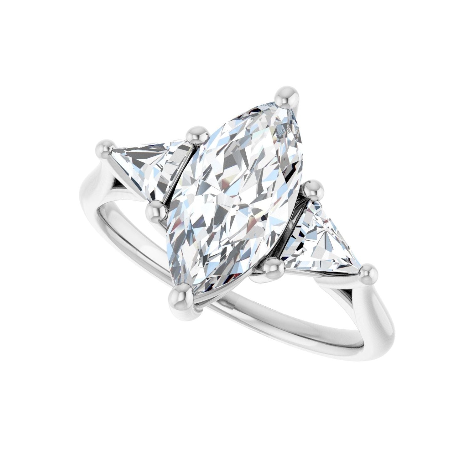 Marquise Three-Stone Engagement Ring | Metal Type=14K White Gold | Center Stone Size=1.5 CT | Image 5
