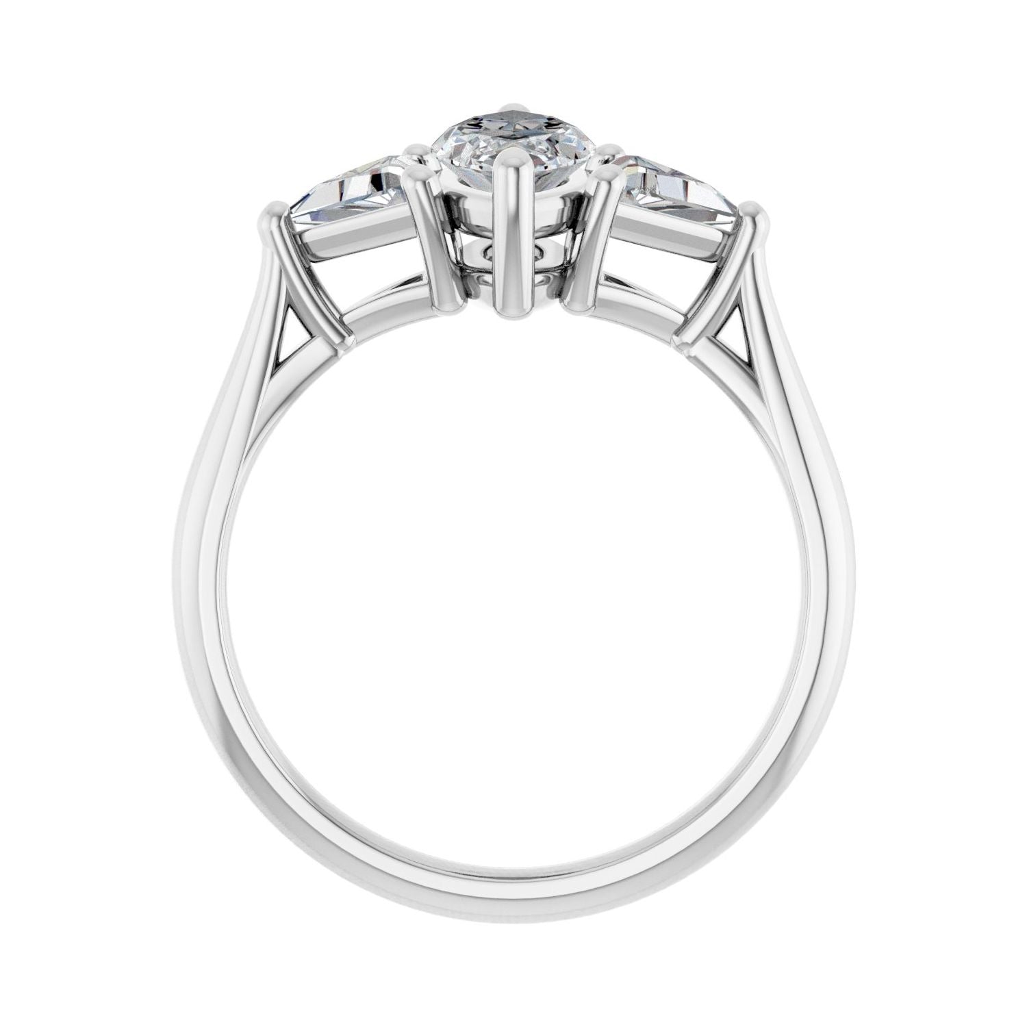Marquise Three-Stone Engagement Ring | Metal Type=14K White Gold | Center Stone Size=1 CT | Image 2
