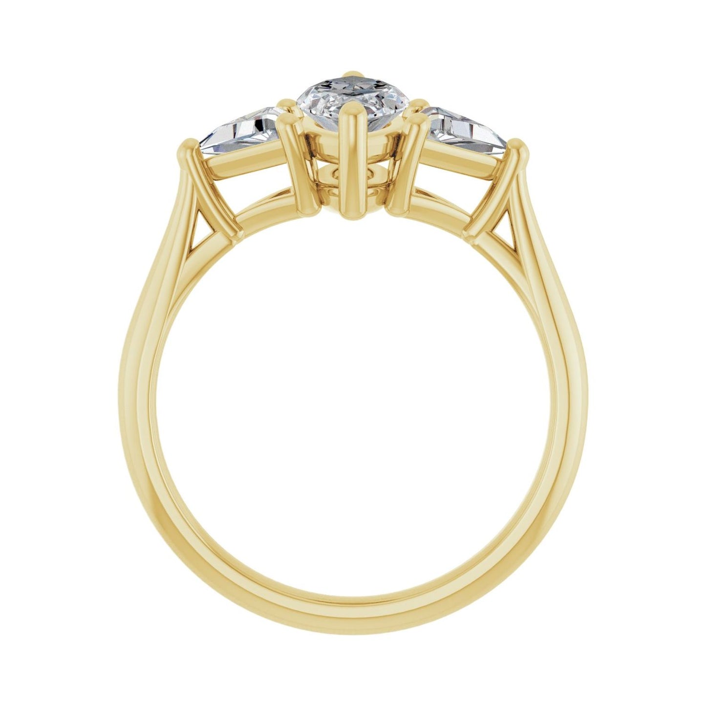 Marquise Three-Stone Engagement Ring | Metal Type=14K Yellow Gold | Center Stone Size=1 CT | Image 2