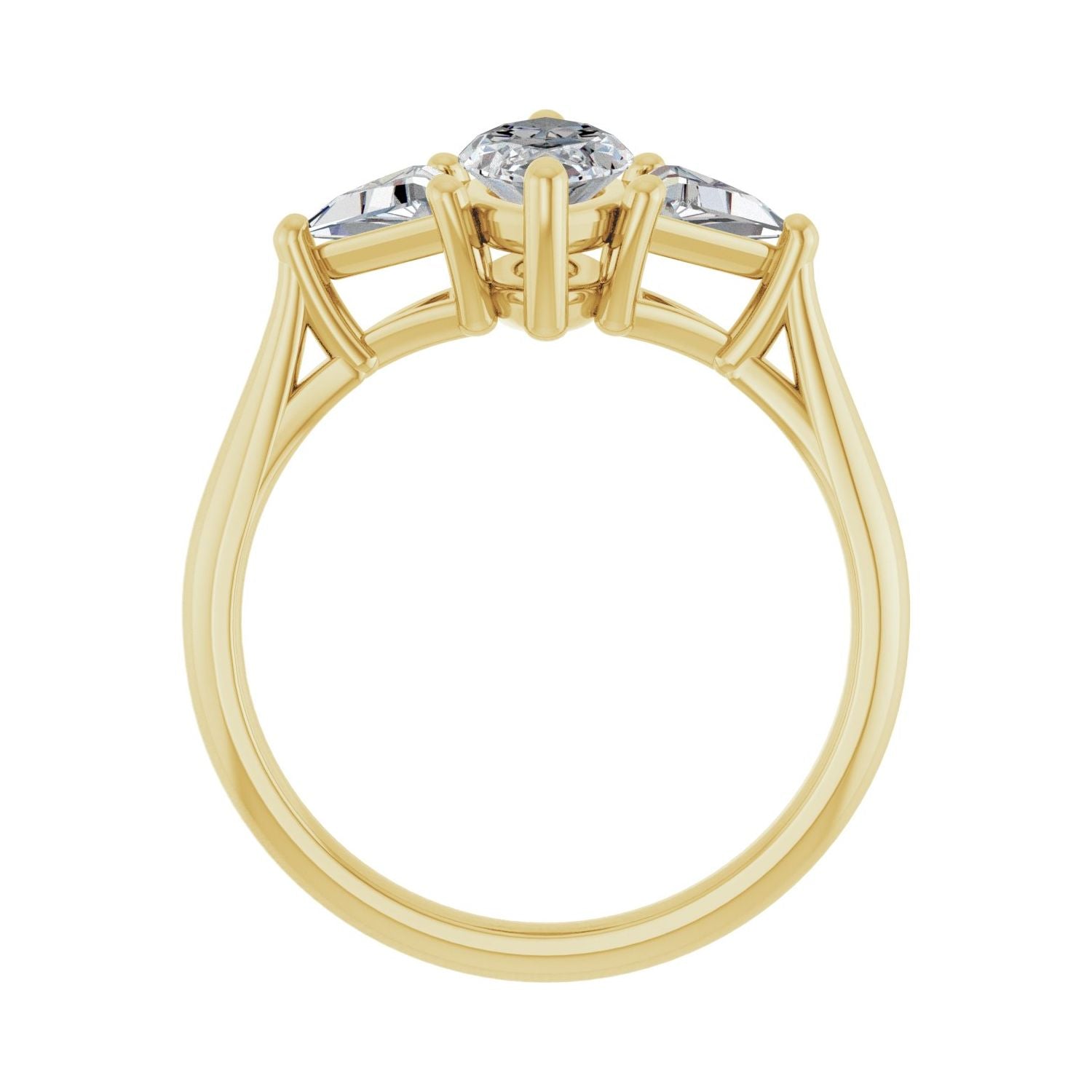 Marquise Three-Stone Engagement Ring | Metal Type=14K Yellow Gold | Center Stone Size=1 CT | Image 2
