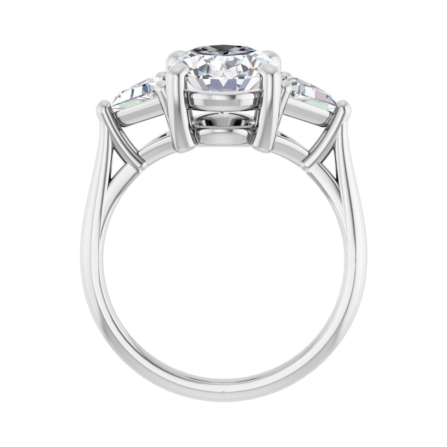 Oval Three-Stone Engagement Ring | Metal Type=14K White Gold | Center Stone Size=2.5 CT | Image 2