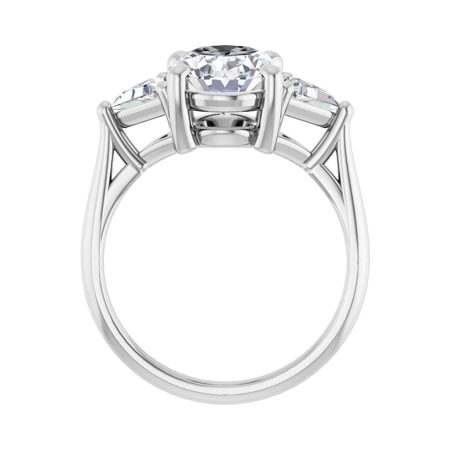Oval Three-Stone Engagement Ring | Metal Type=14K White Gold | Center Stone Size=2.5 CT | Image 2